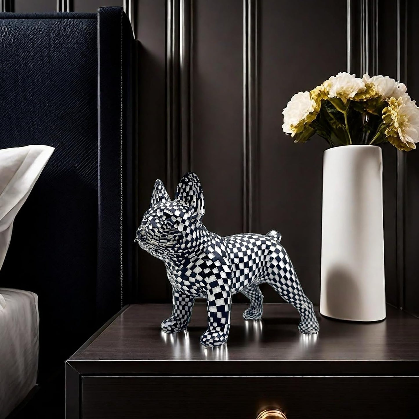 Art Abstract French Bulldog Statue Dog Figurines Sculpture Collectibles Home Office Desktop Decor