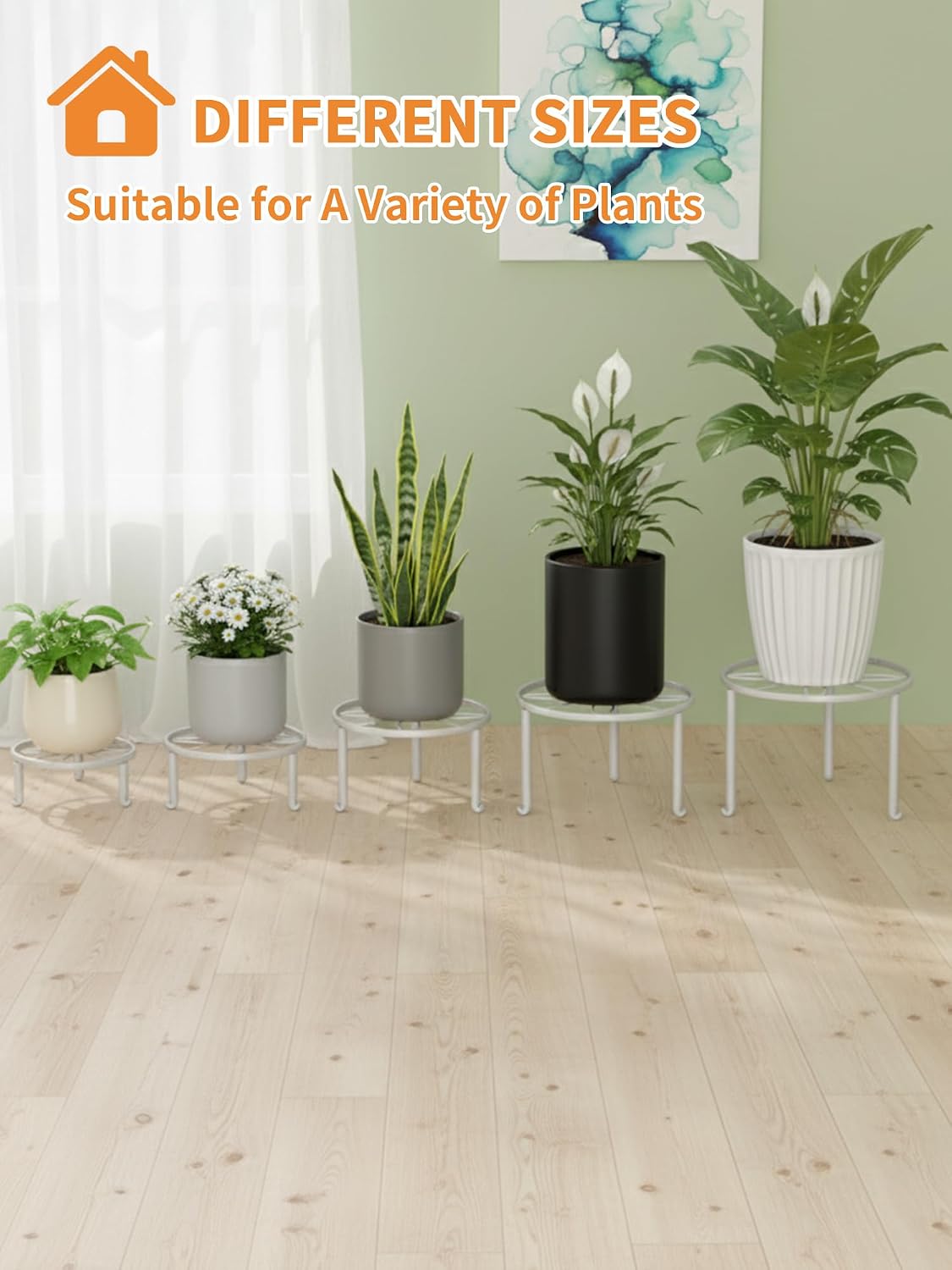 5 Pack Heavy Duty Metal Plant Stand, Anti-Rust Flower Pot Holder for Indoor Outdoor Garden Patio