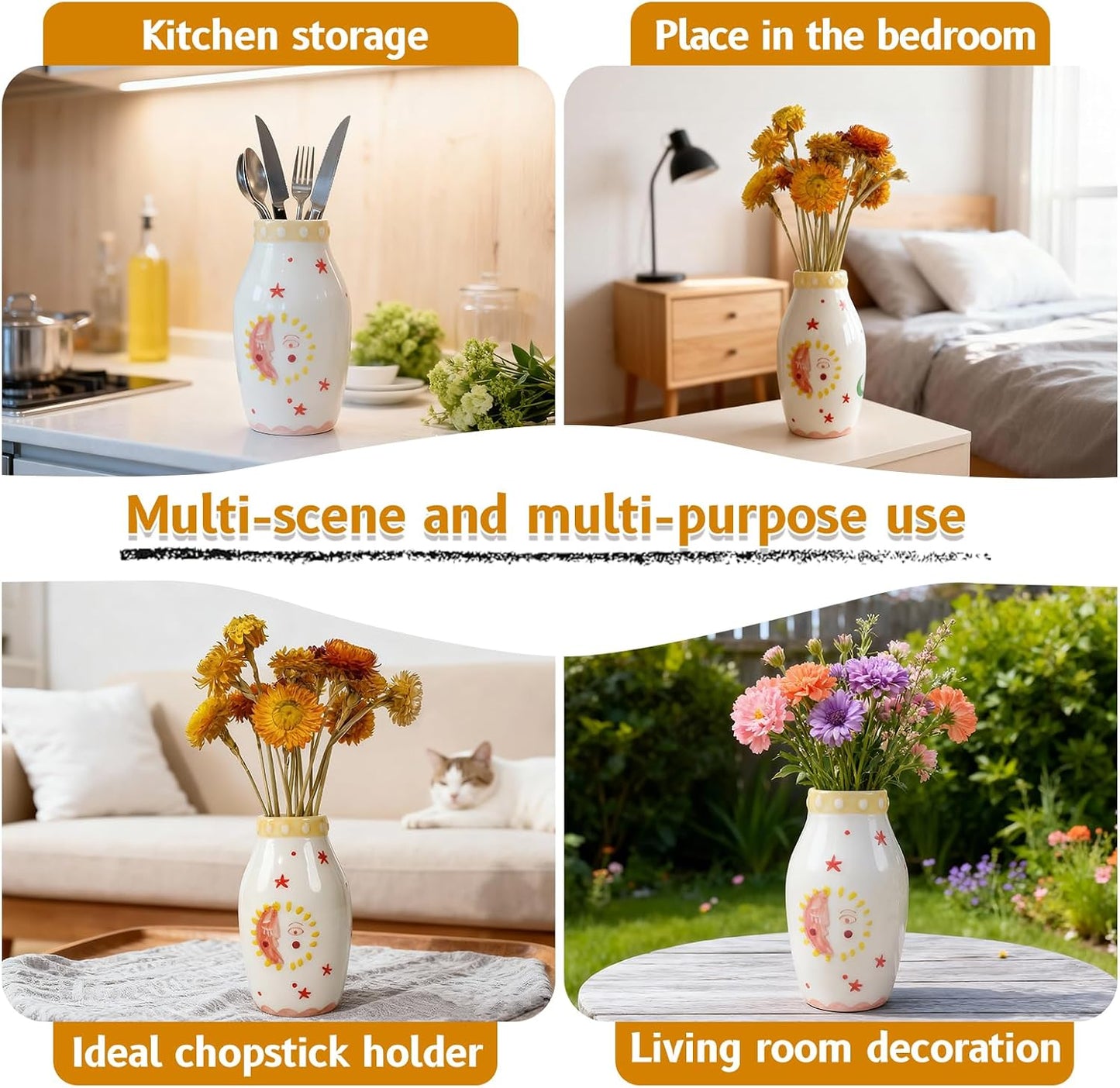Boho Small Ceramic Bud Vase / Bohemian Vase / Cream