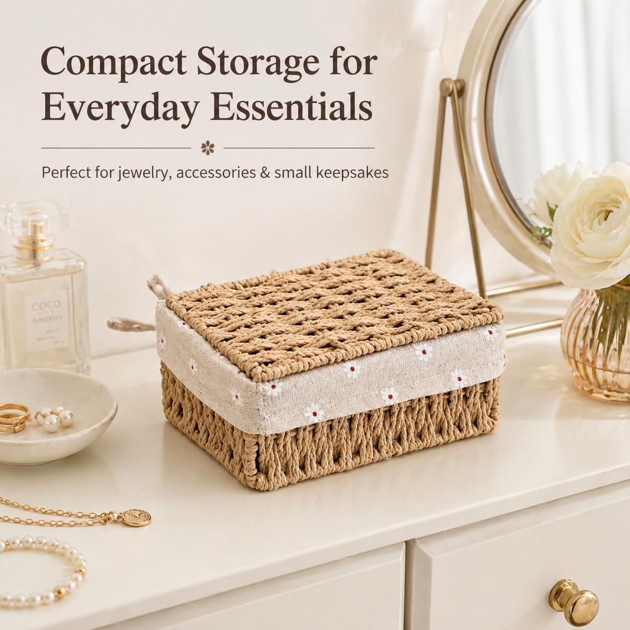 Woven Storage Basket / Khaki / 7 x 4.3 x 3