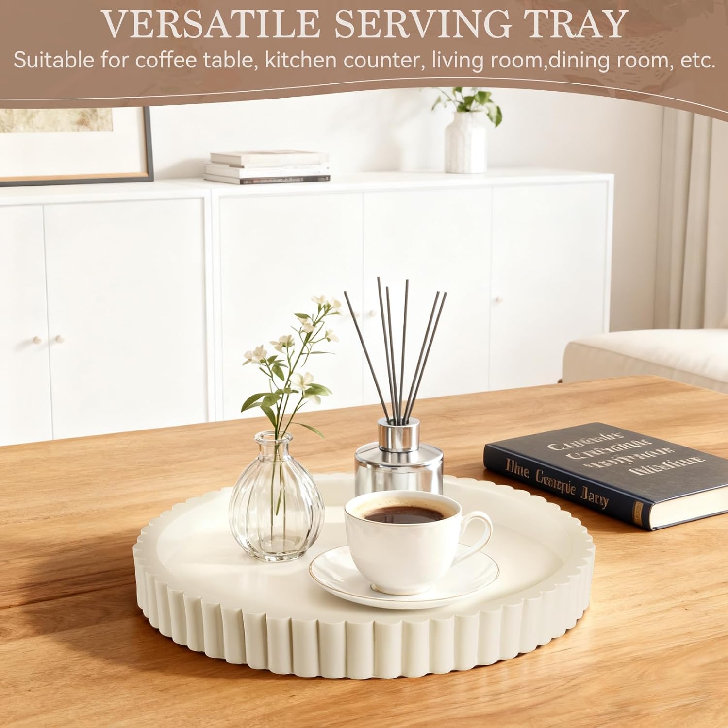 Decorative Tray / Resin Round Tray Stylish Coffee Table Centerpiece