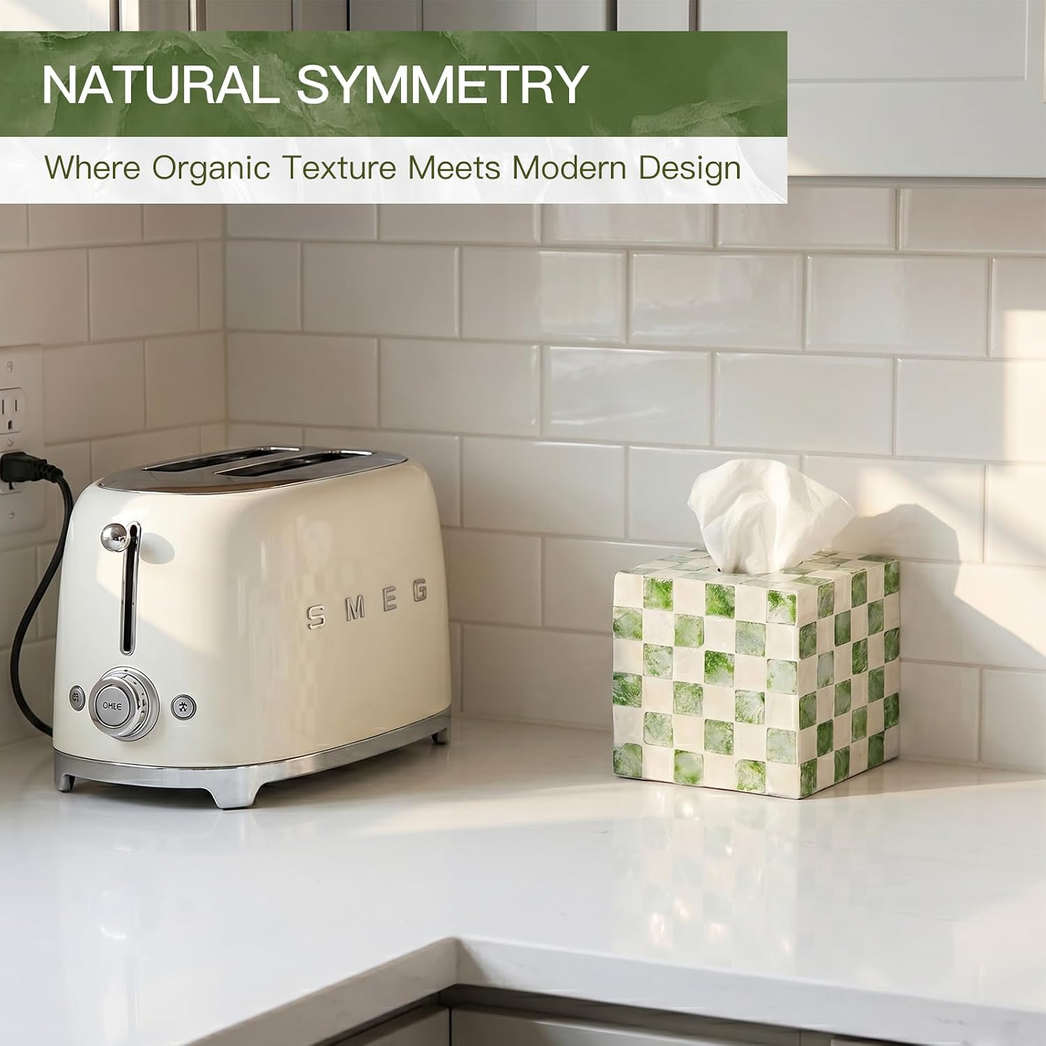 Capiz Tissue Box Cover / Green