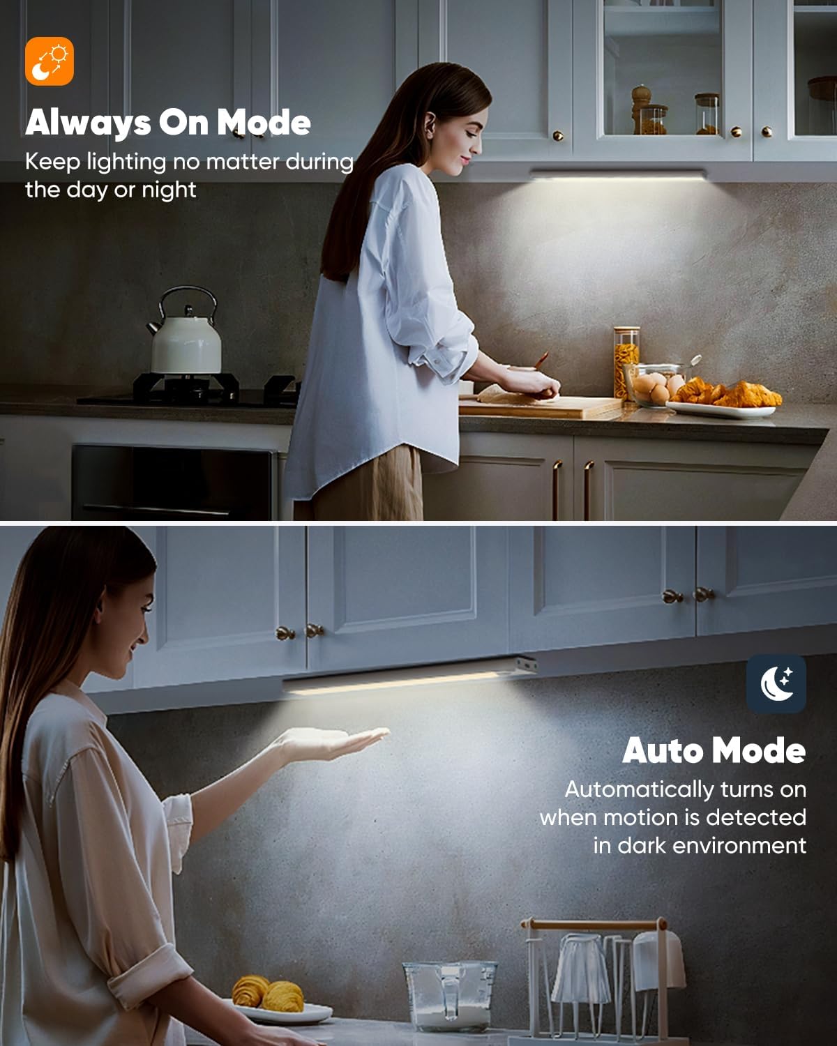 VerRon Under Cabinet Lighting, 10inch Motion Sensor Light Indoor, 5-Pack | Dimmable, 2200mAh Rechargeable, LED Closet