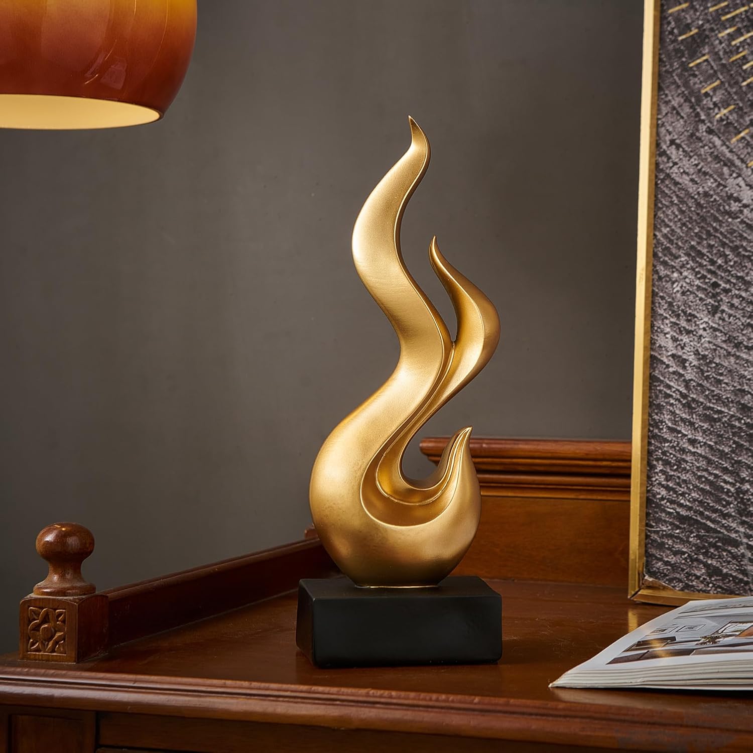 Decor Flame Statue / Gold