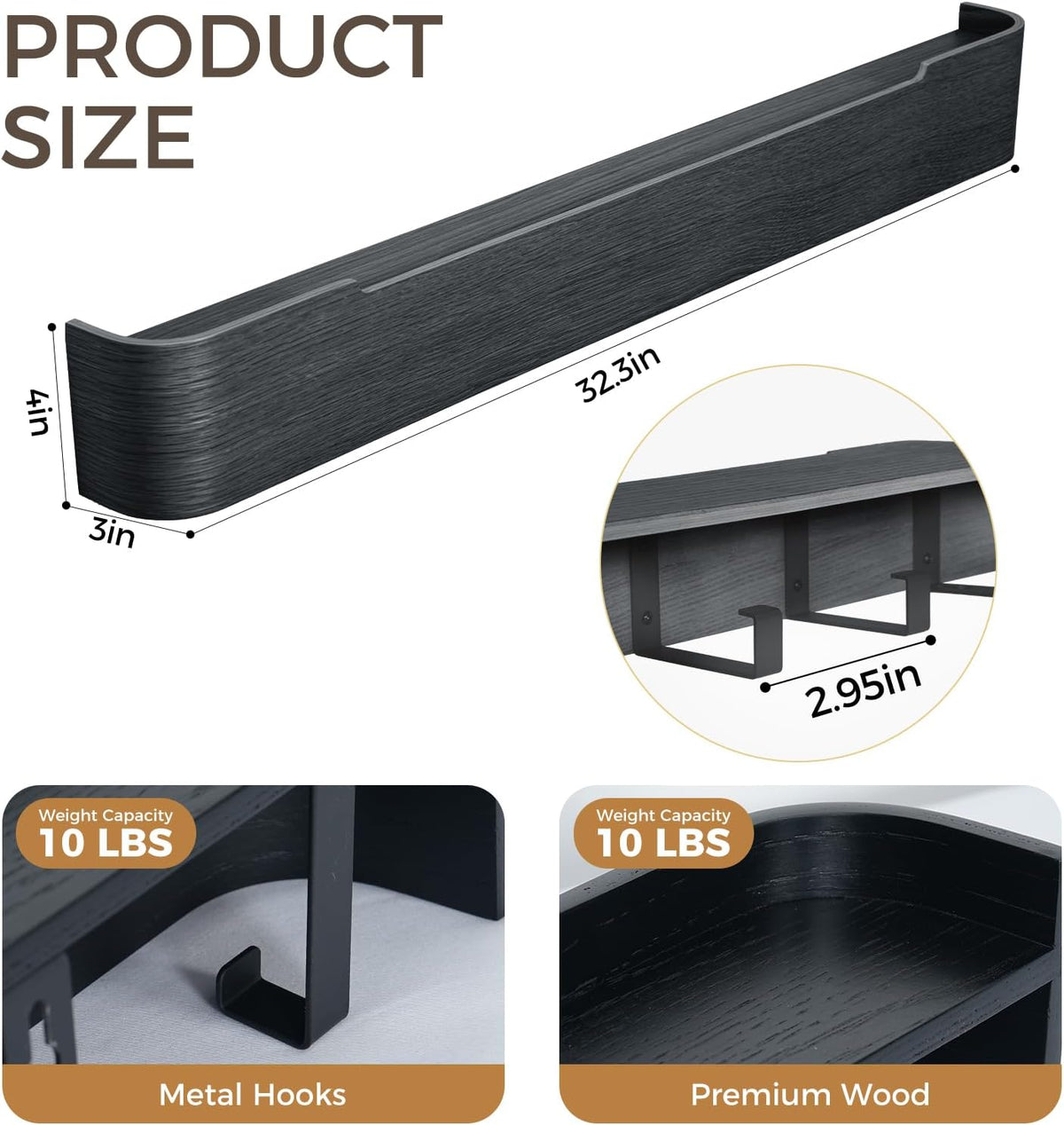 Coat Rack Wall Mount with Shelf Entryway Shelf Modern Key Holder Hanger Wall Shelves with Hidden Hooks for Hanging