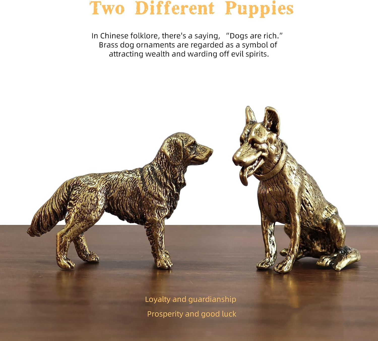 Small Brass Statue Decor / Dog / Set of 2