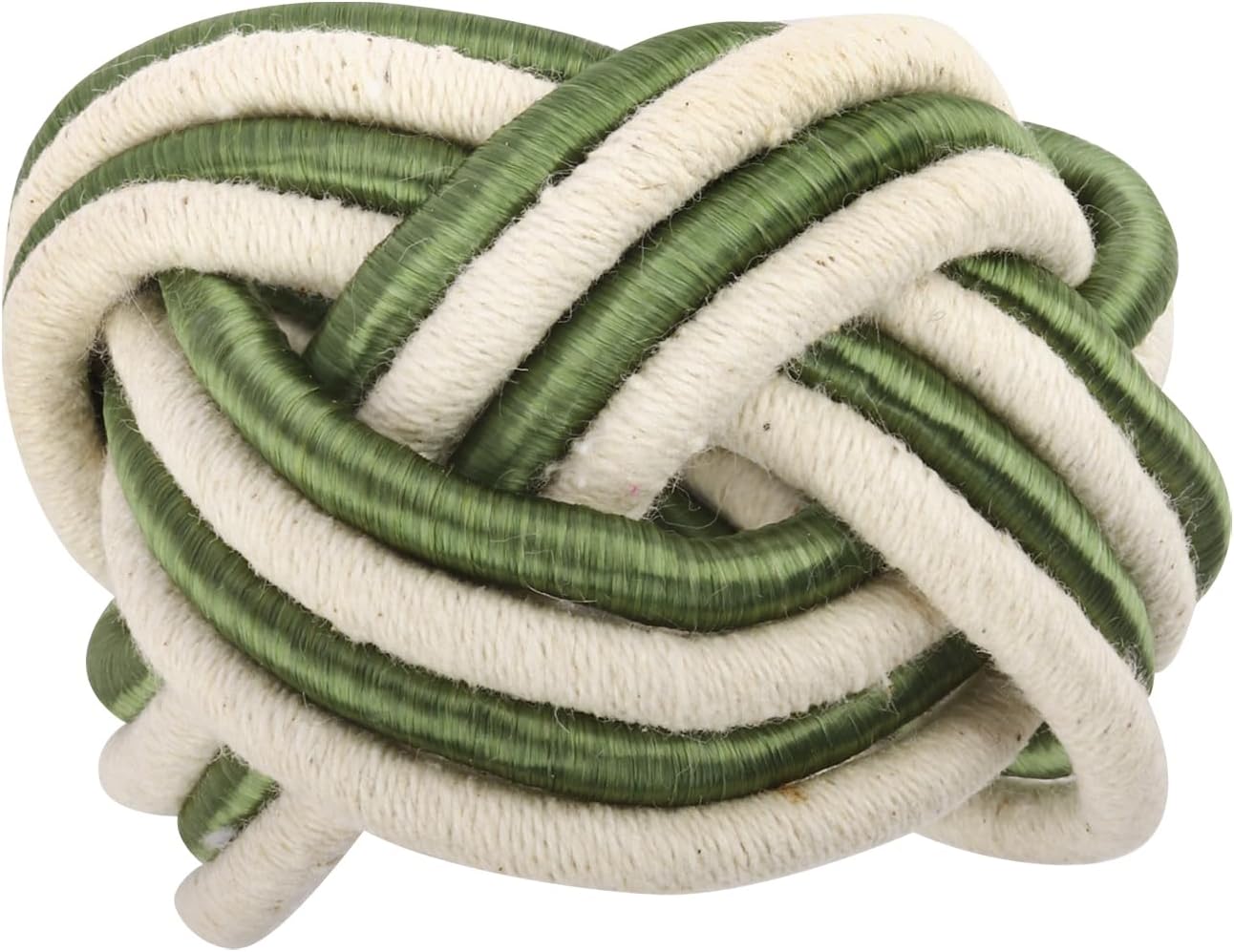 ALPHA Living HOME Modern Woven Napkin Rings Set of 12 - Green/White Polyester & Jute Table Decor for Weddings, Parties