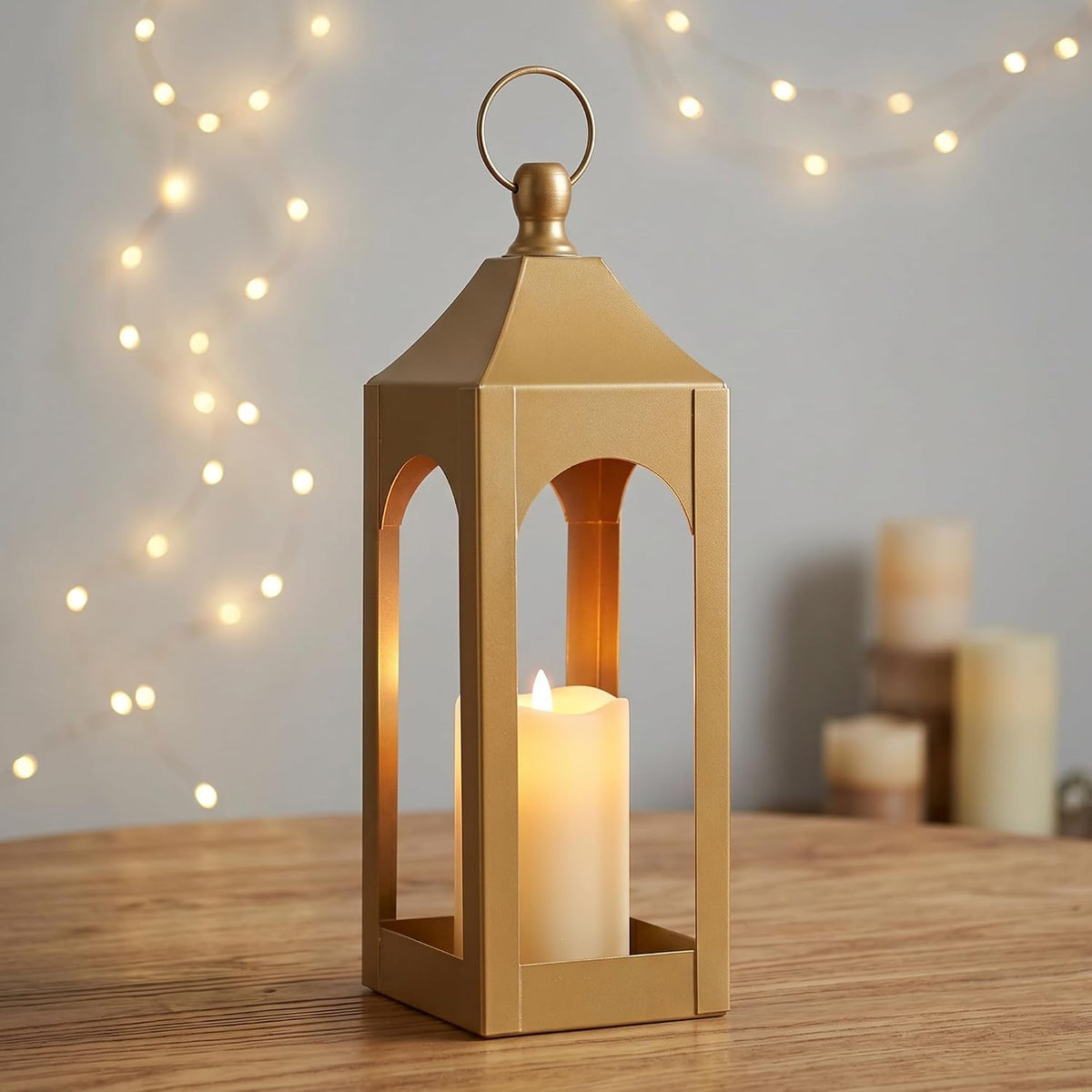 Modern Farmhouse Lantern Decor Metal Decorative Hanging Candle Lanterns | Ideal for Home Decor, Parties & Events, 15.1"