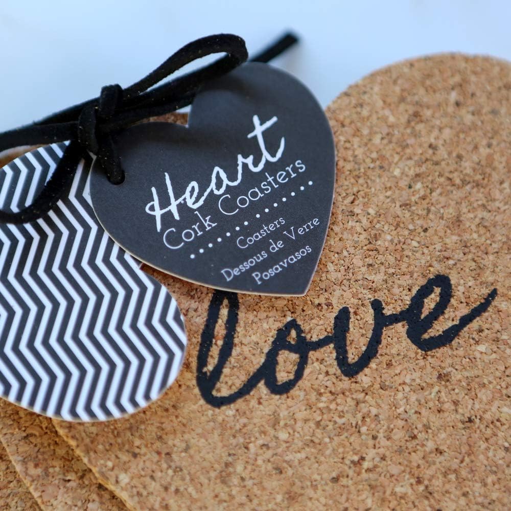 Heart Cork Coaster Table Décor or Party Favors / 4 Sets / Set of 4