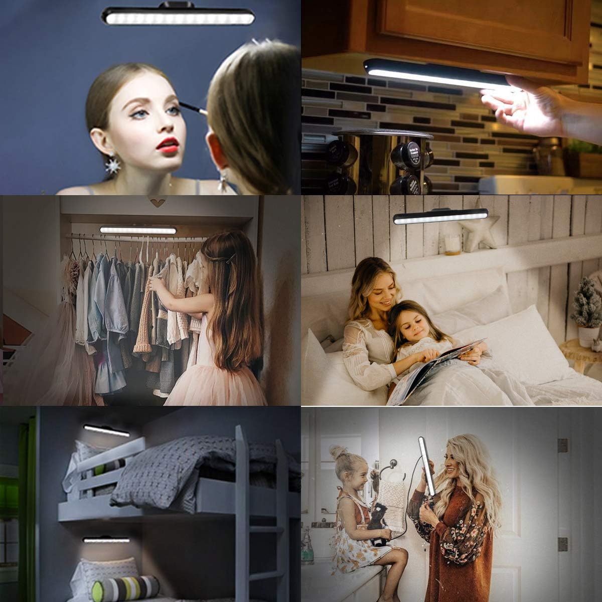 Wall Reading Light Stick on Bunk Bed Lamp Dimmable Touch Lights Magnetic Mounted Under Cabinet Lighting Rechargeable