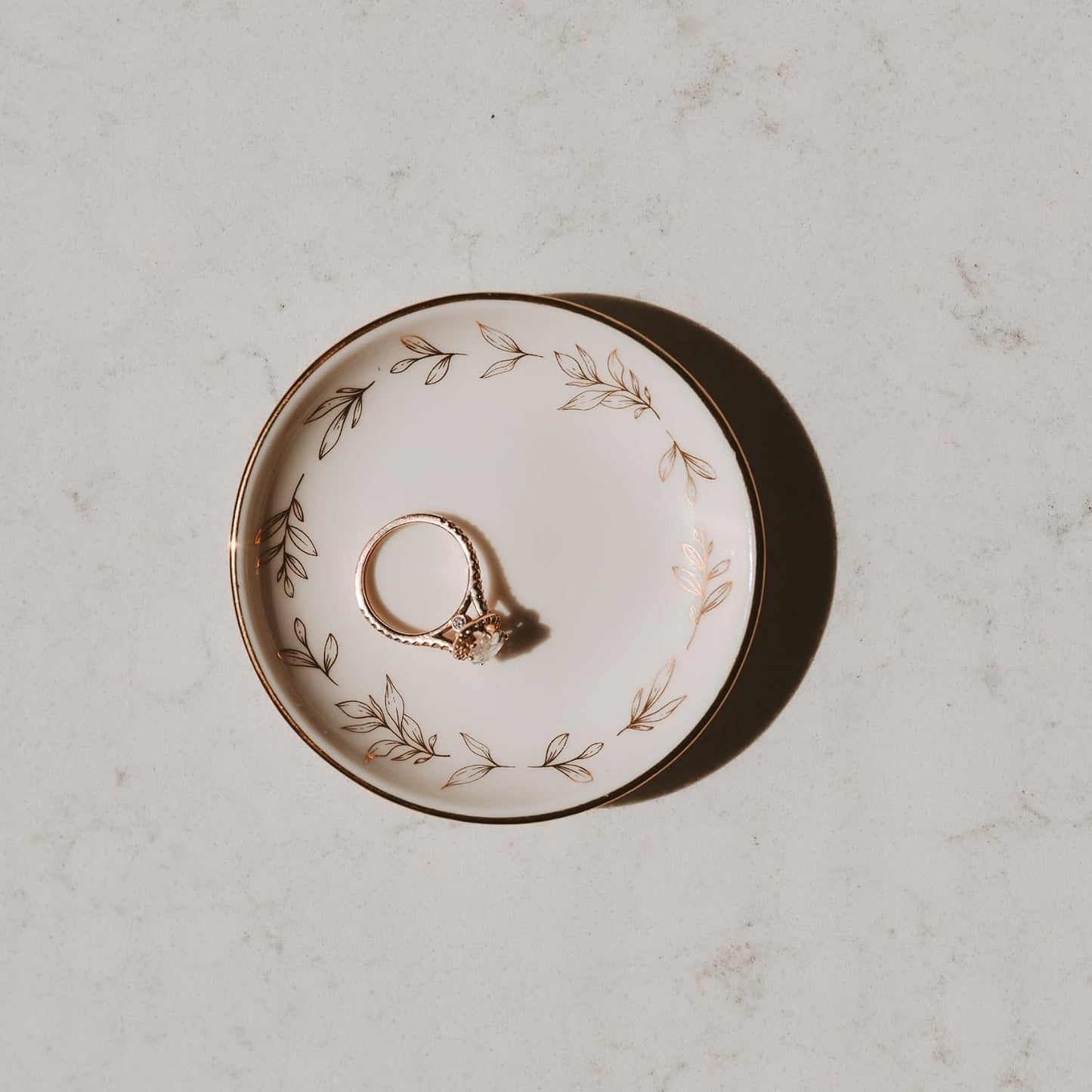 Ceramic Trinket Tray / Leaves / Gold