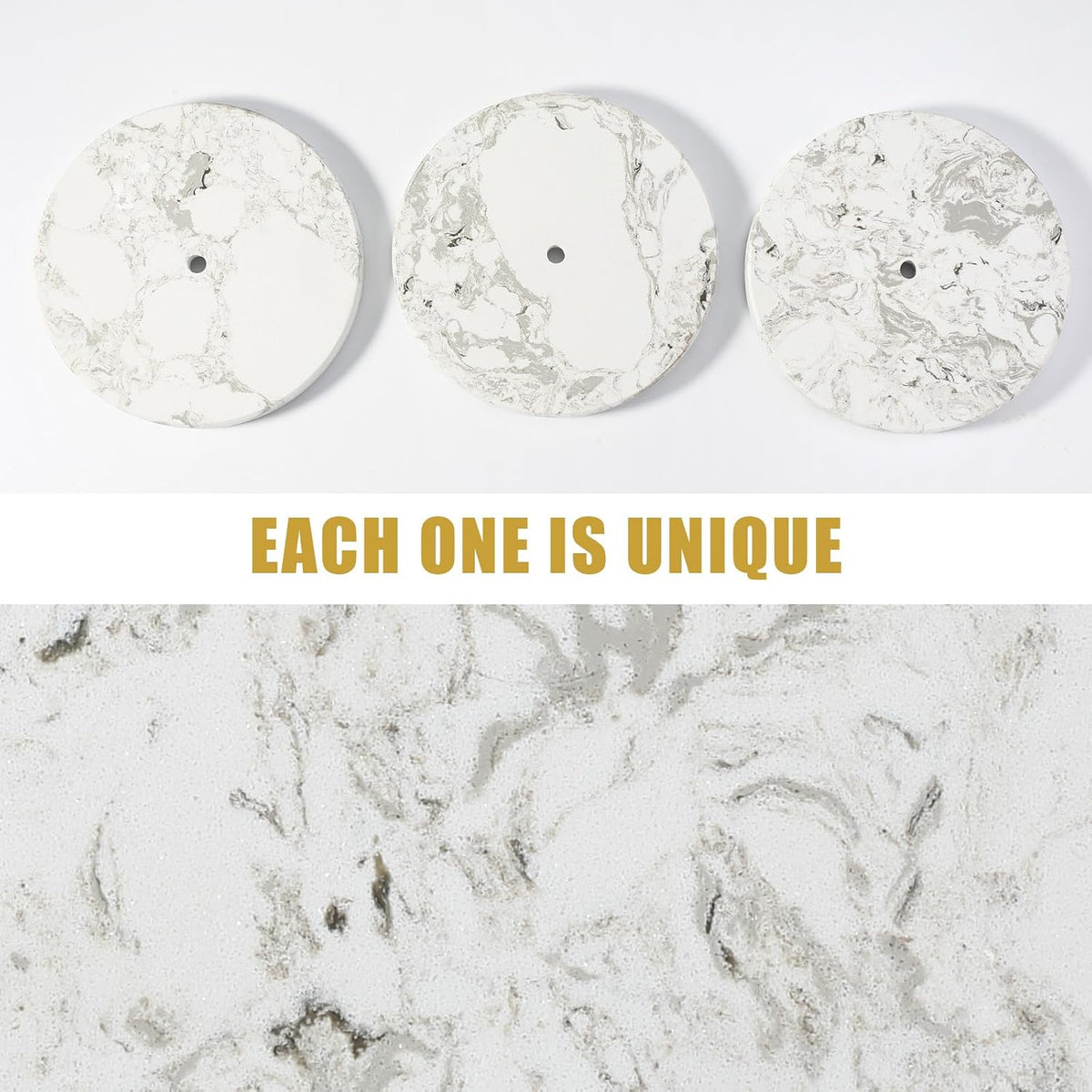 Paper Towel Holder Countertop, Marble and Brass Standing Paper Roll Holder, Heavy Stone Paper Towel Holder with 6"