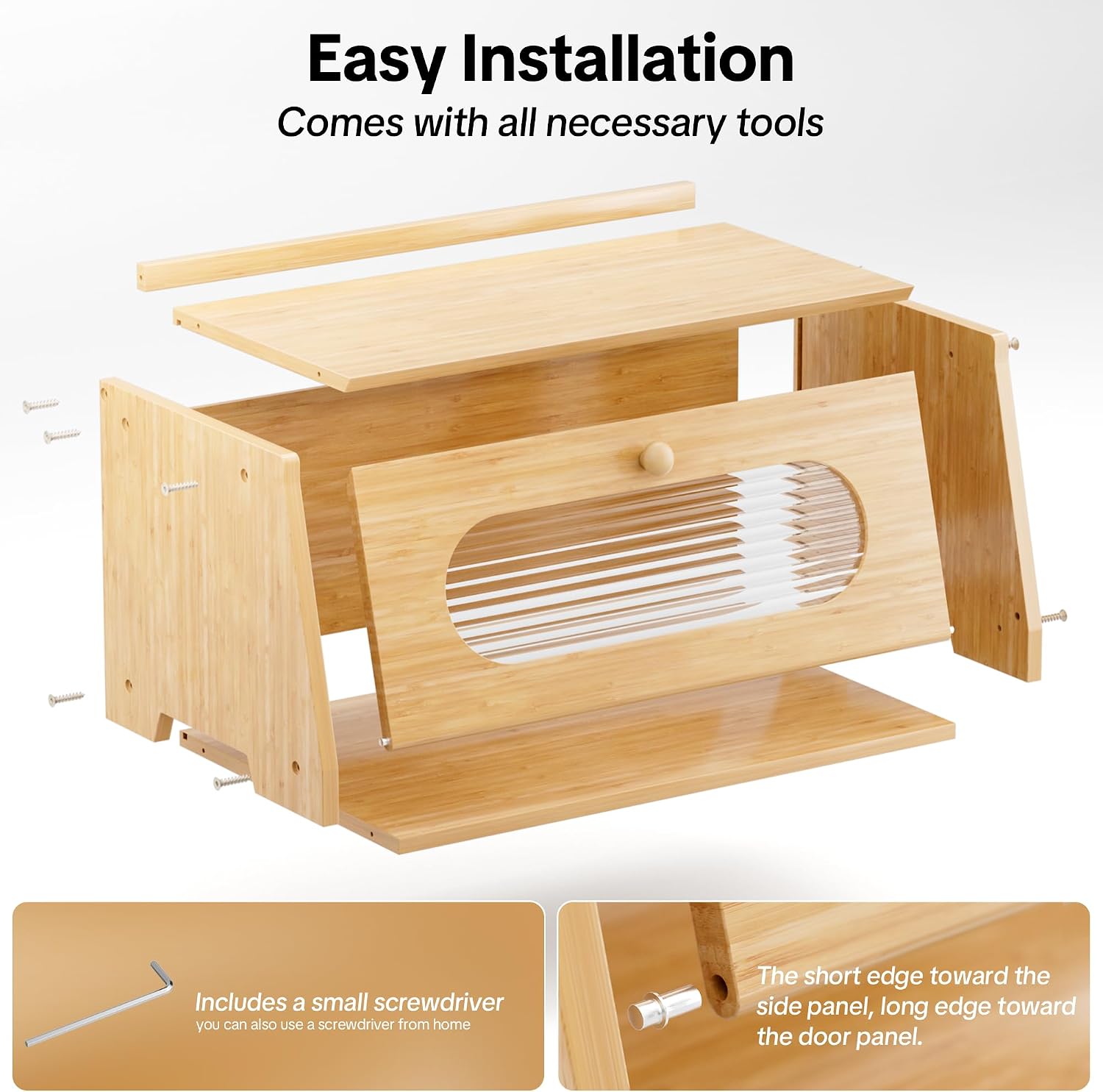 Bamboo Bread Box for Kitchen Countertop,Large Capacity Kitchen Countertop Organizer,Bread Storage with Acrylic Window