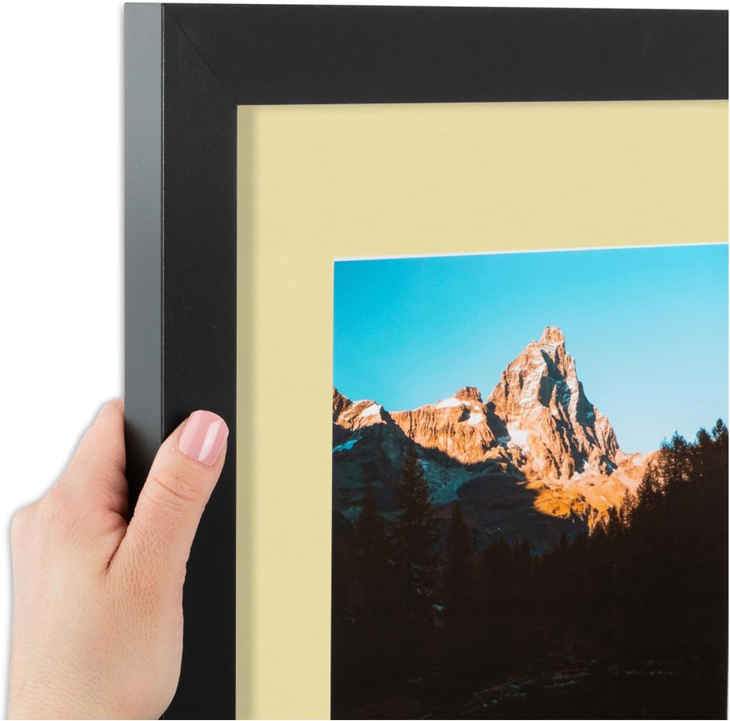 ArtToFrames Collage Picture Frame 3 Opening 3-5x7 Photo Frame | Made in USA | Black Frame Buttercup and Black Mats