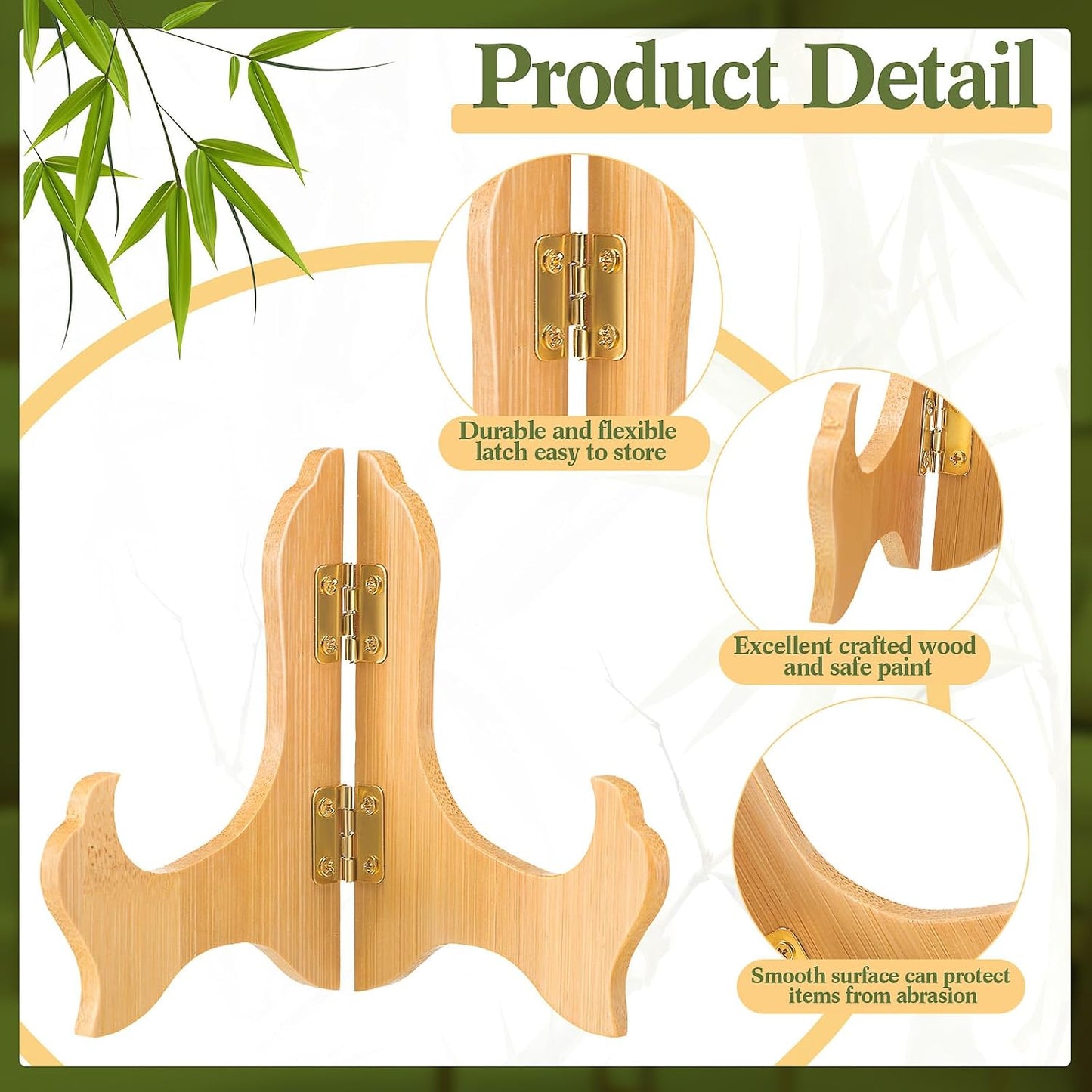 Packs Wooden Display Stand Decorative Plate Stands for Display Picture Frame Holder / Wood / 4 Inch