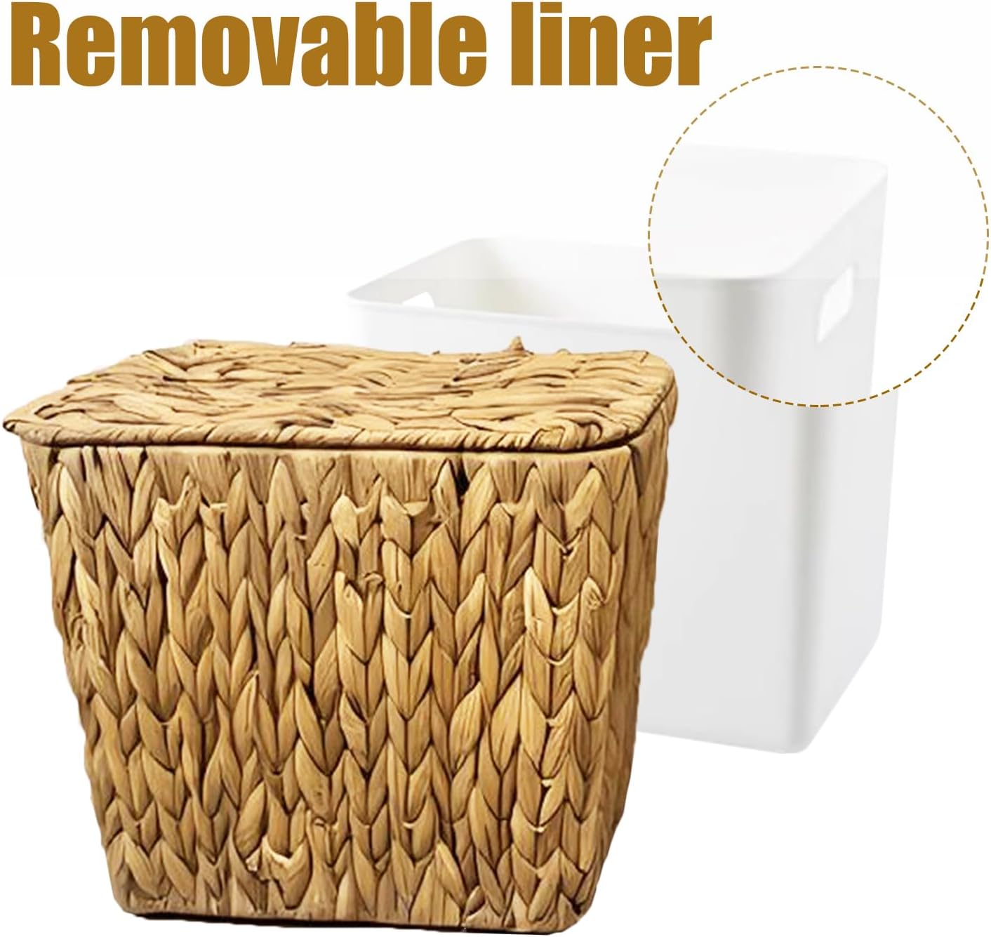 Boho Waste Basket / Wicker Trash Can Small Bathroom Trash Can