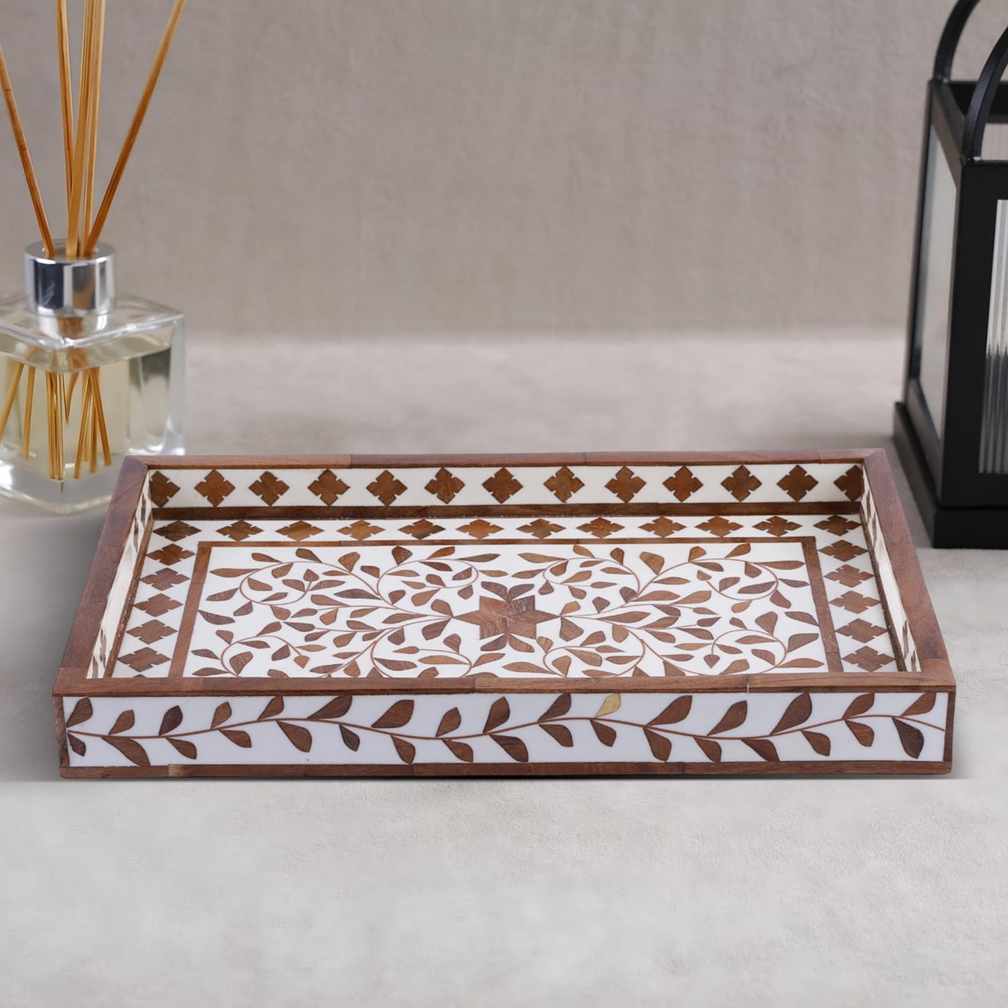 Wood & Resin Inlay Coffee Table Tray / 11 x 17 / Plato