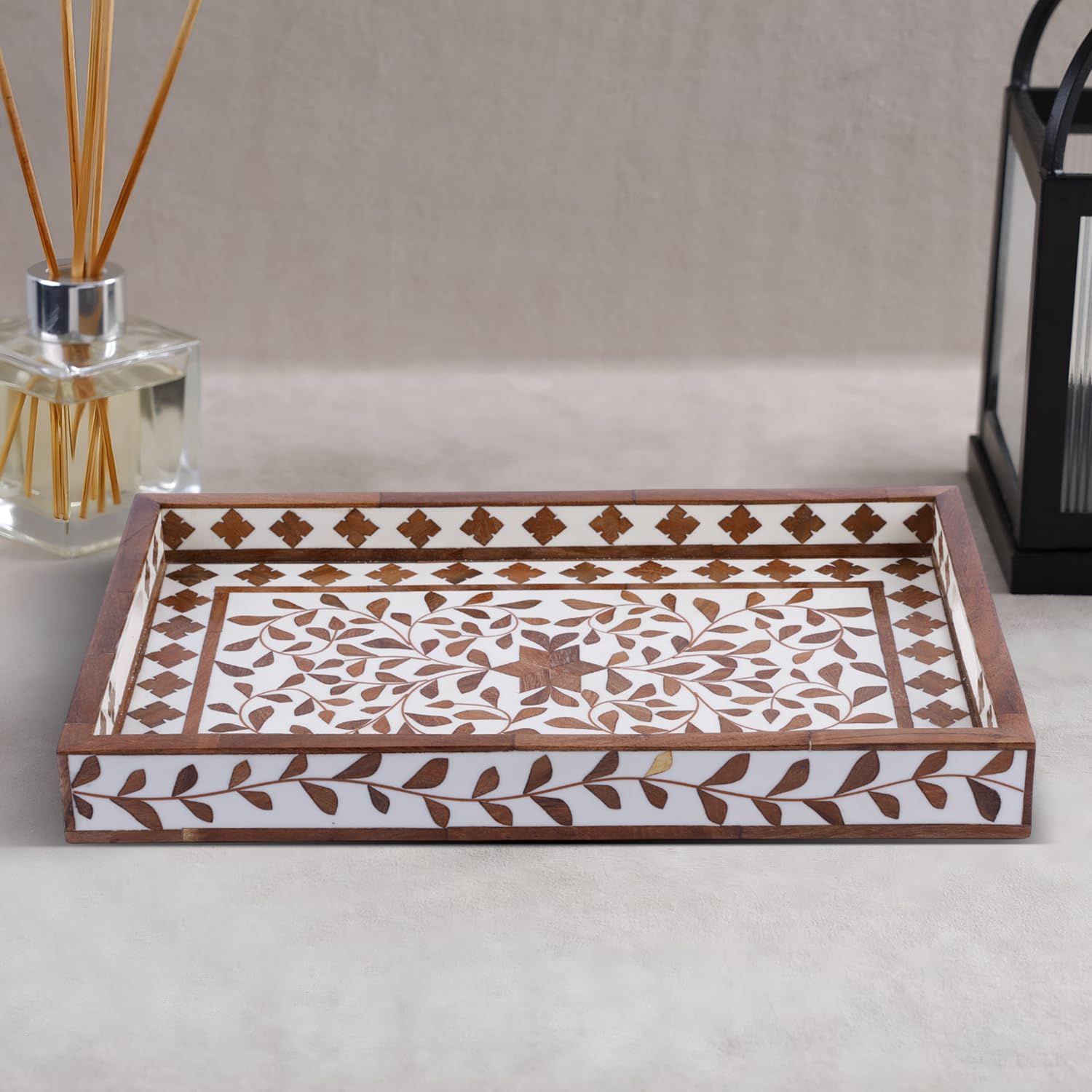 Wood & Resin Inlay Coffee Table Tray / 11 x 17 / Plato