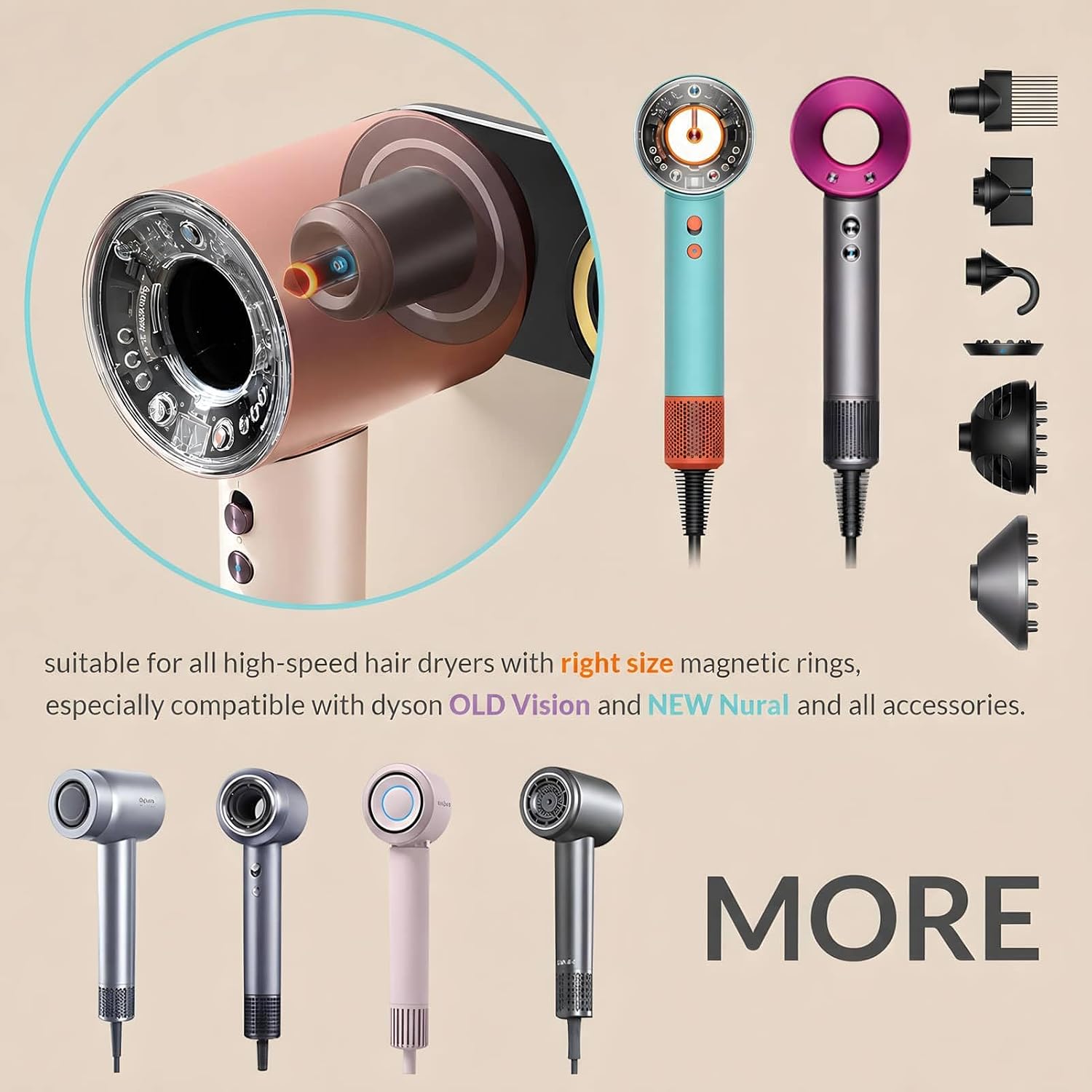 Magnetic Hair Dryer Holder Wall Mount for Most High Speed Blow Dryer | 7075 super-hard aviation aluminum alloy, black