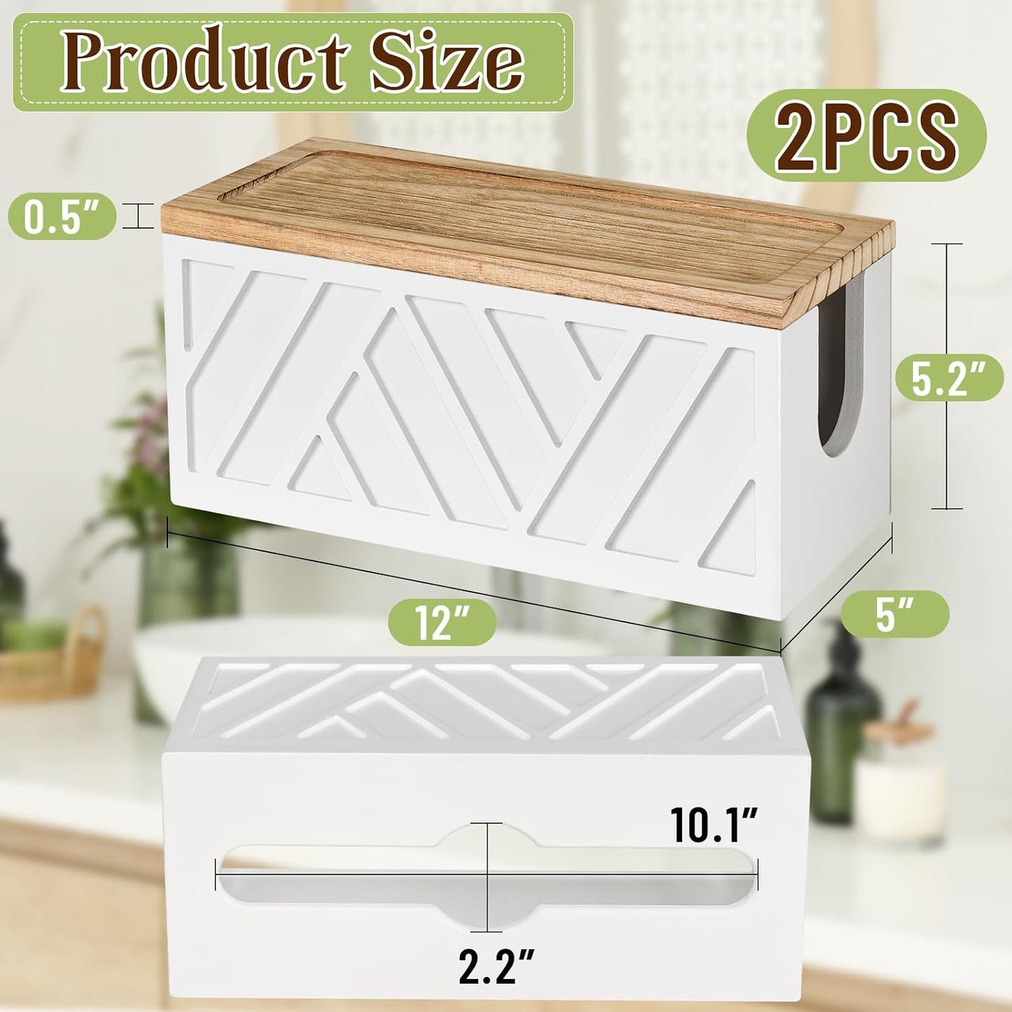 Set of 2 Paper Towel Dispenser Wall Mount, Paper Towel Holder Wall Mounted with Lid, Solid Wood Commercial C-Fold