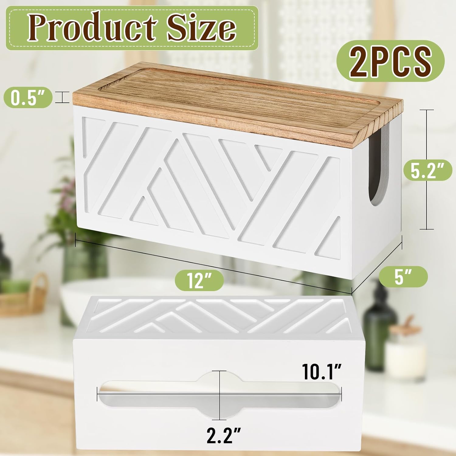 Set of 2 Paper Towel Dispenser Wall Mount, Paper Towel Holder Wall Mounted with Lid, Solid Wood Commercial C-Fold