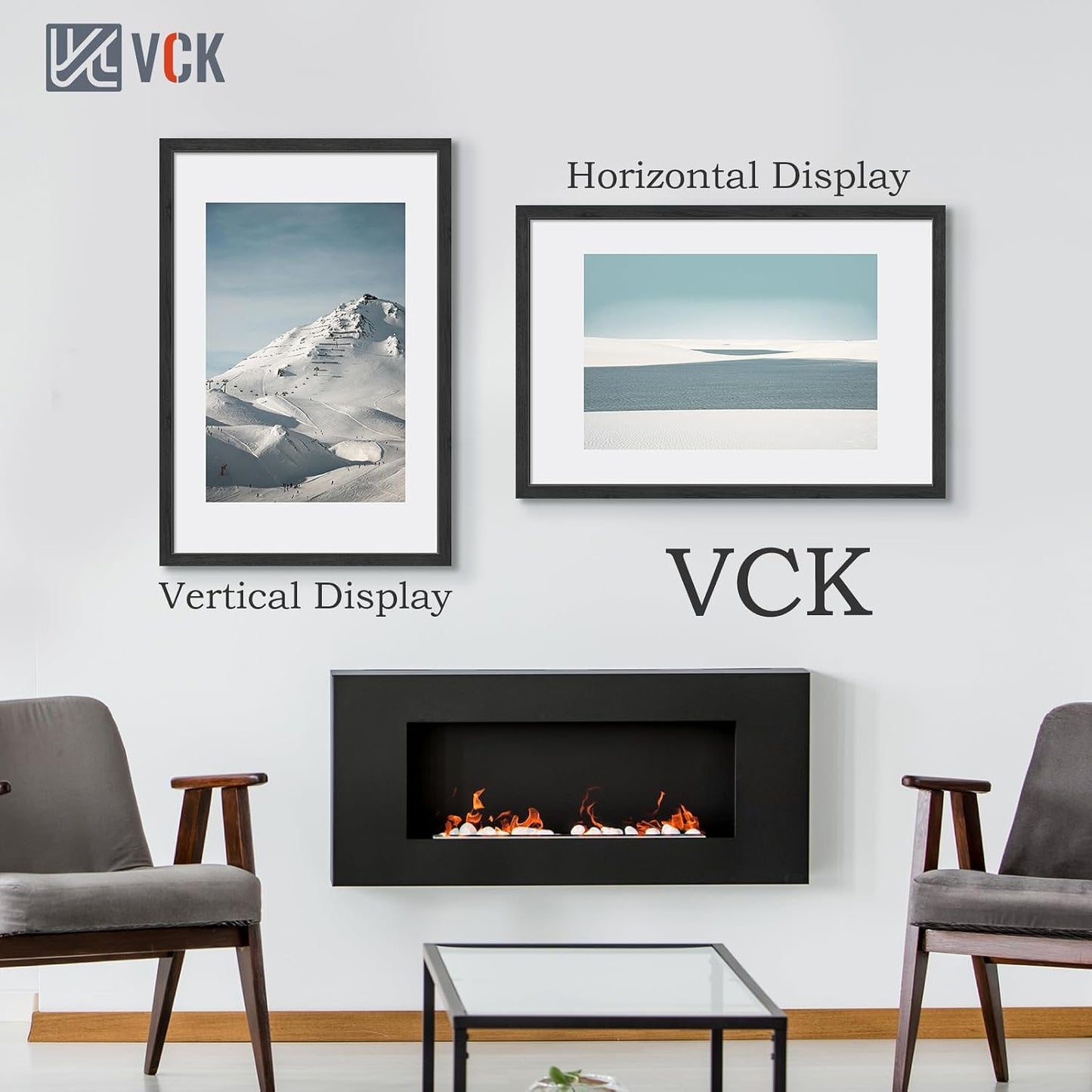 VCK 24x36 Poster Frame Set of 3, Black Woodgrain, Wall Hanging | Wide Border, Exclusive Woodgrain, Shatterproof