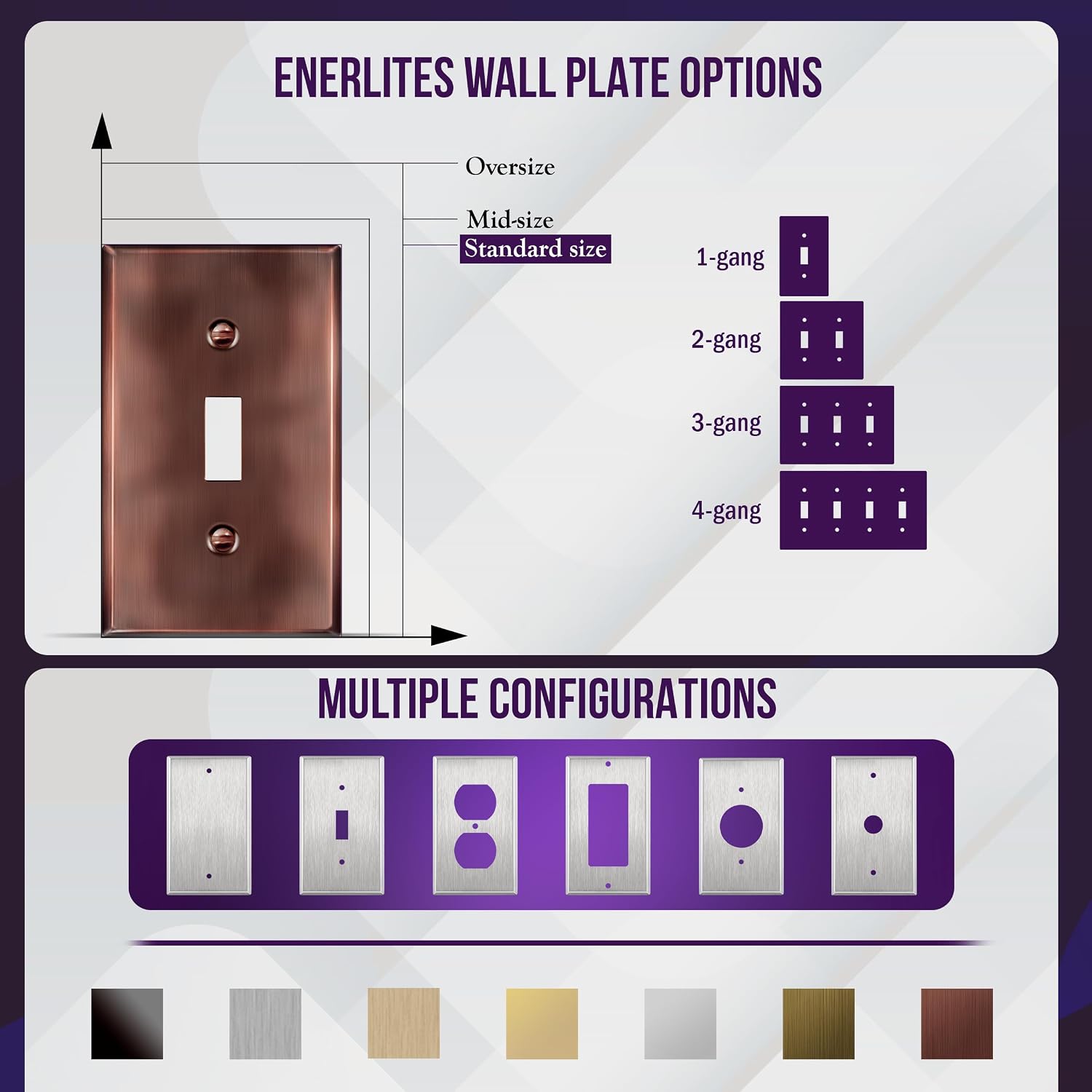 ENERLITES Double Toggle Light Switch Metal Cover Plate, Stainless Steel Wall Plate, Corrosion Resistant, Standard Size