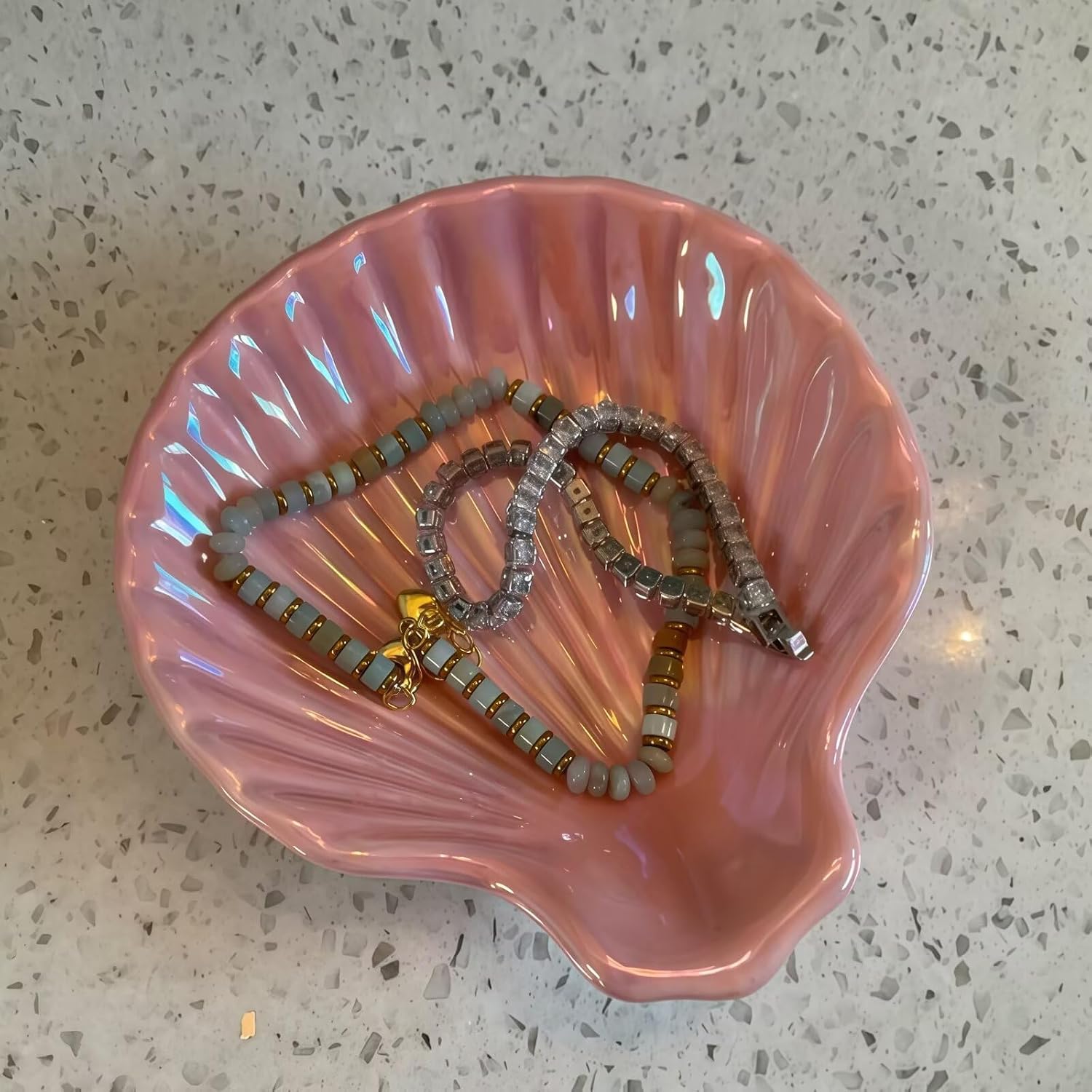 Iridescent Surface Jewelry Tray / Pink