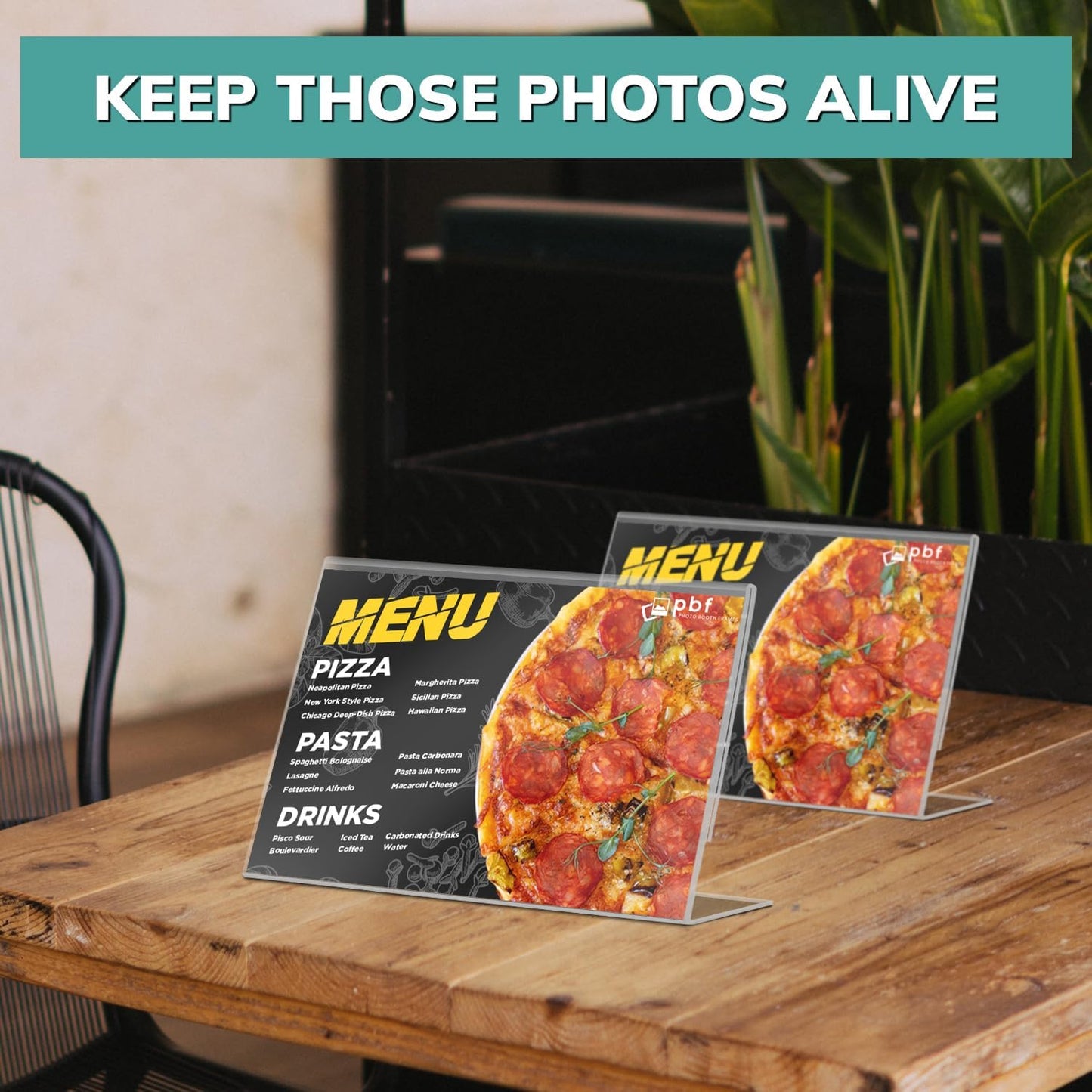 pbf 6x4 Acrylic Sign Holder | 6 x 4 Horizontal Stand Up Slanted Sign Holder | Acrylic Stands for Display | Clear