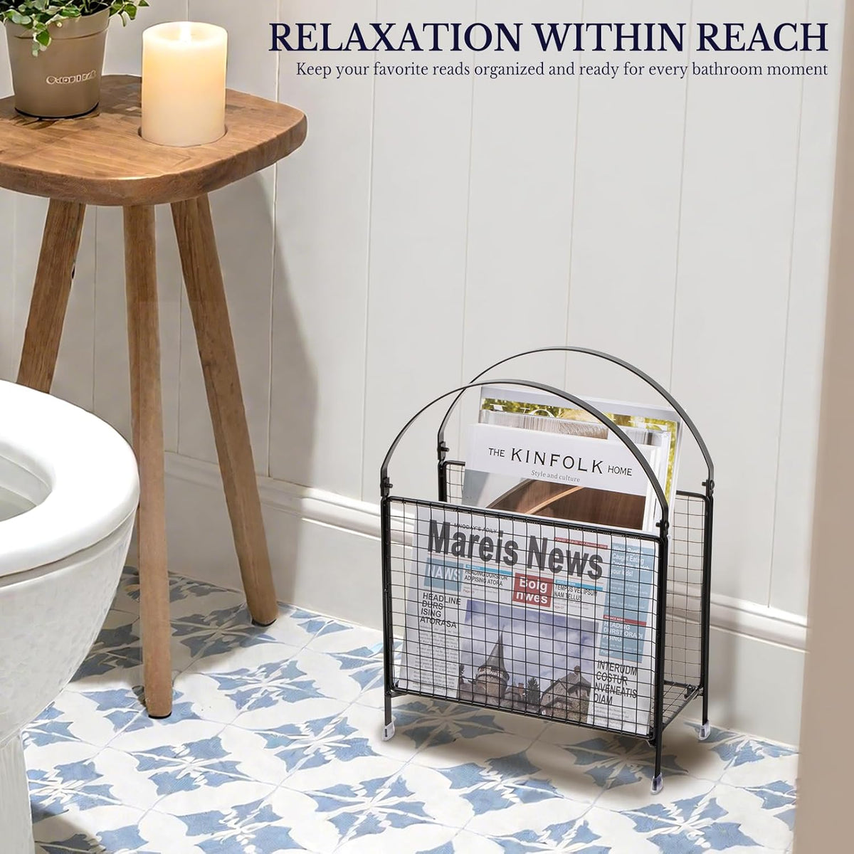 Freestanding Magazine Holder, Metal Magazine Rack Floor Stand | Modern Touch Handbag Design, for Magazine, Newspaper