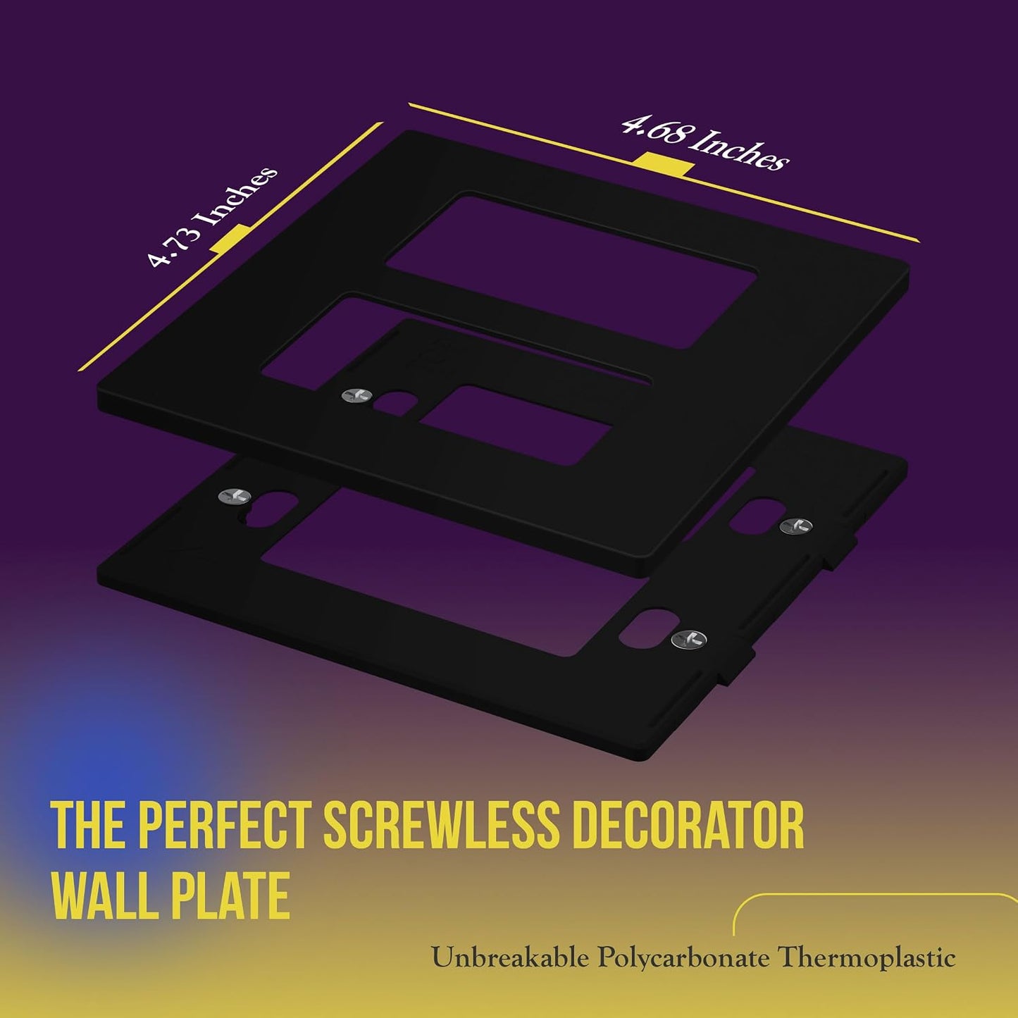ENERLITES 2-Gang Black Screwless Decorator Wall Plate Outlet Cover, 10 Pack