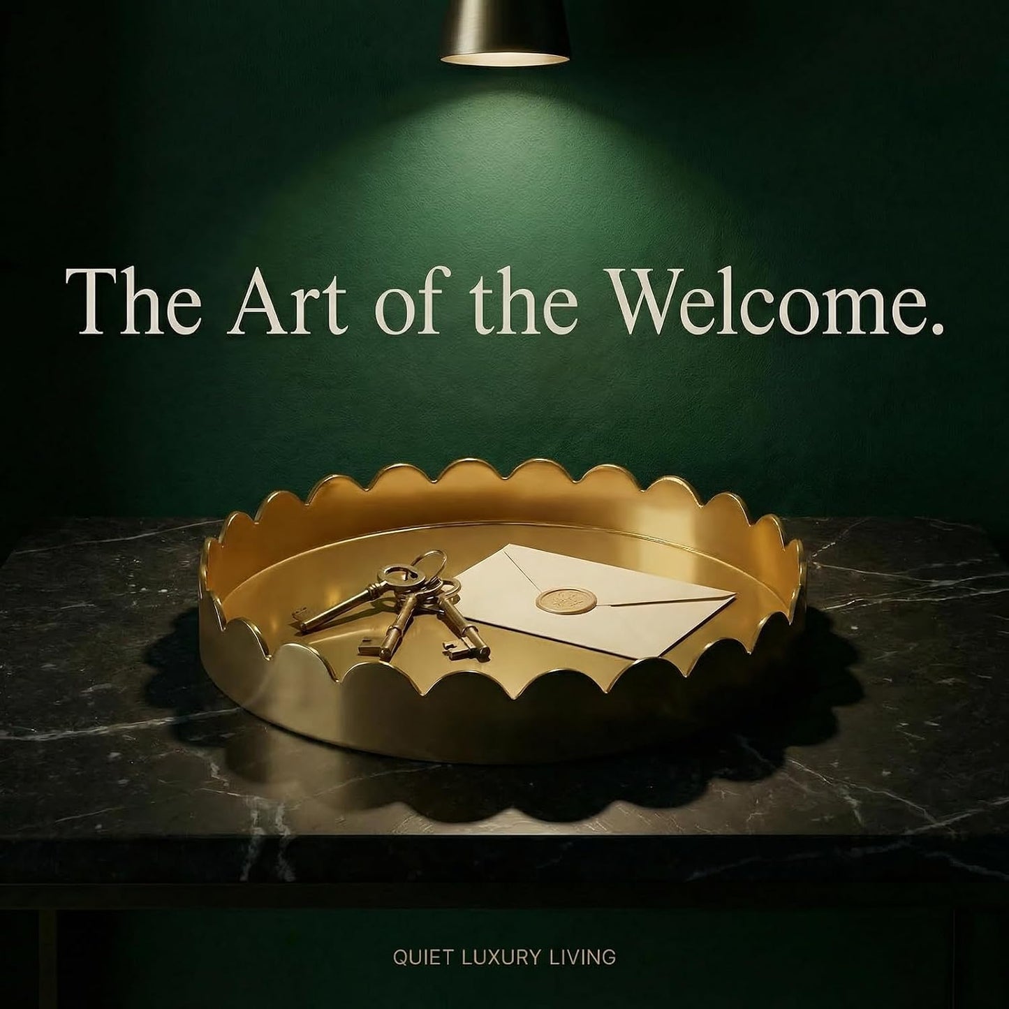 13" Round Scalloped Decorative Tray / Gold