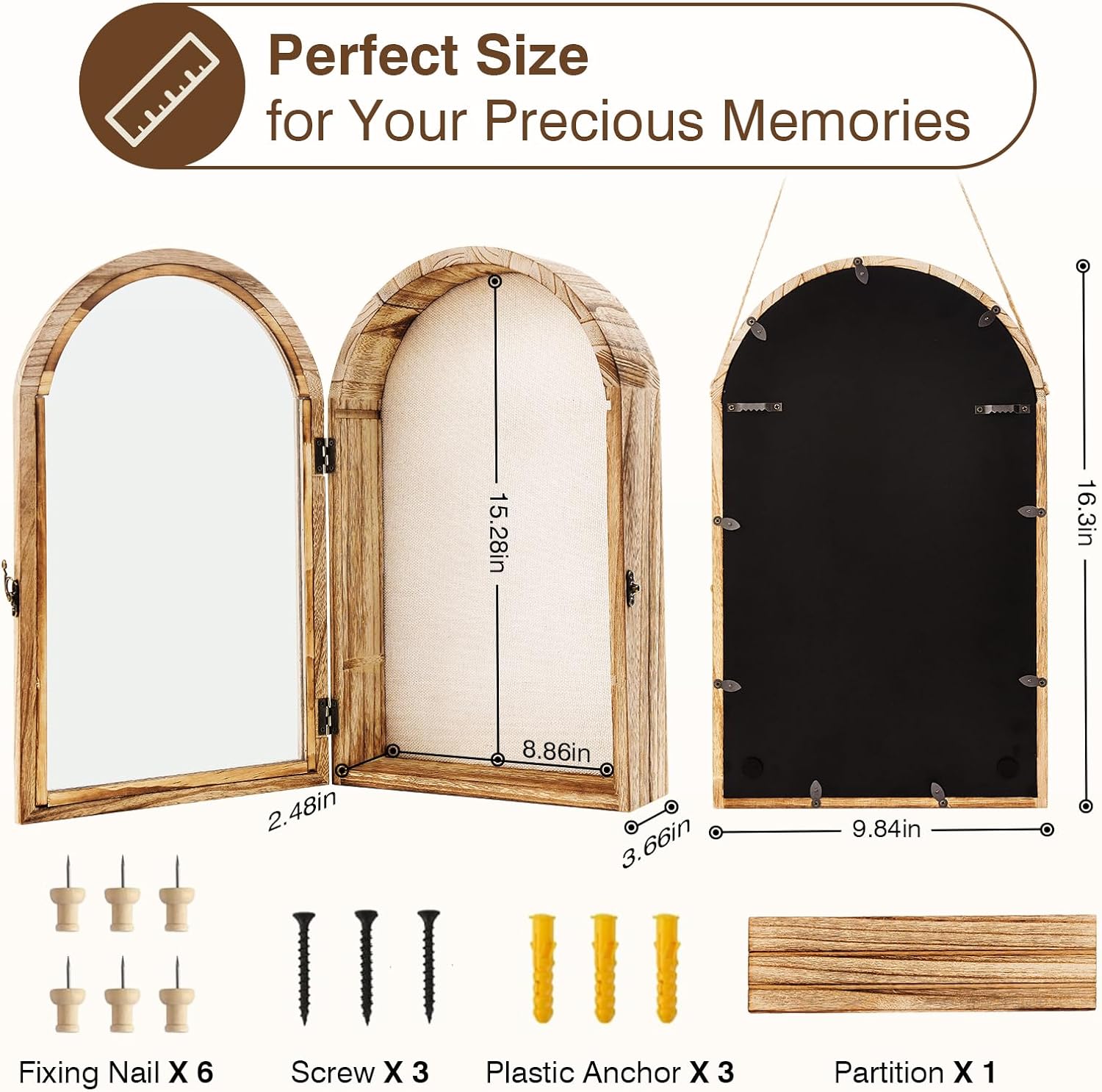 DGWJSU Shadow Box Frame 10x16 Large Shadow Boxes Display Cases with Linen Back and Removable Shelves, Picture Frame