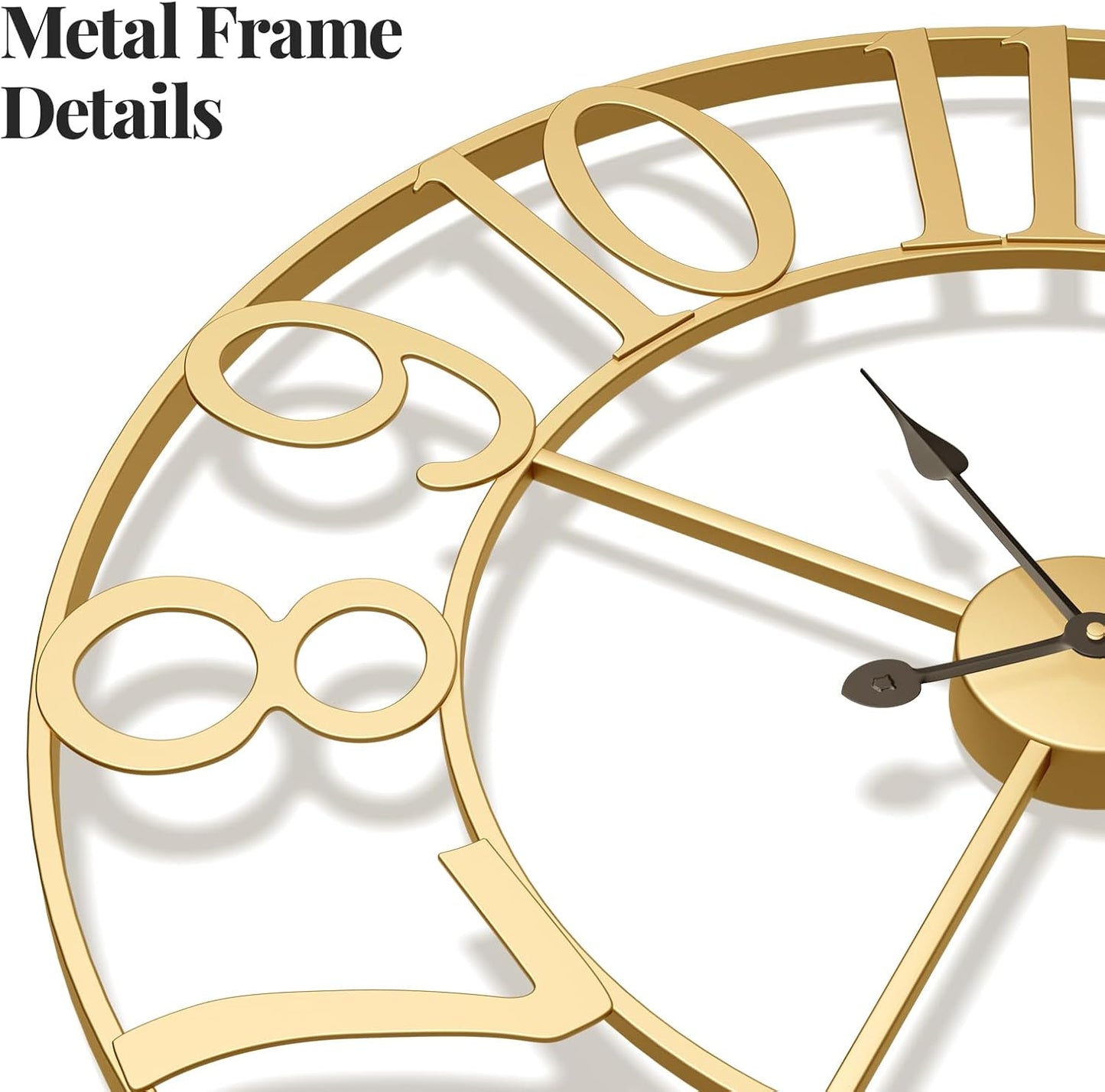 Cuspin Large Wall Clock 30 Inch Gold Decorative Metal Clock for Living Room | Battery operated, Silent non ticking