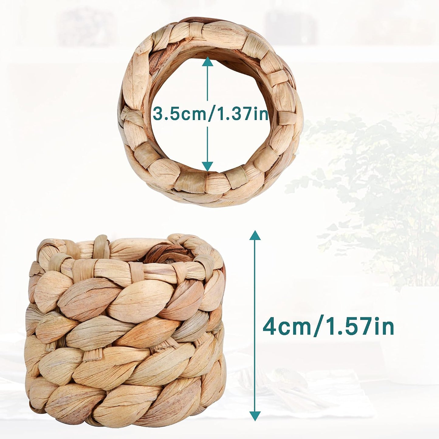 Rustic Handmade Woven Napkins Ring / Water Hyacinth / Set of 8