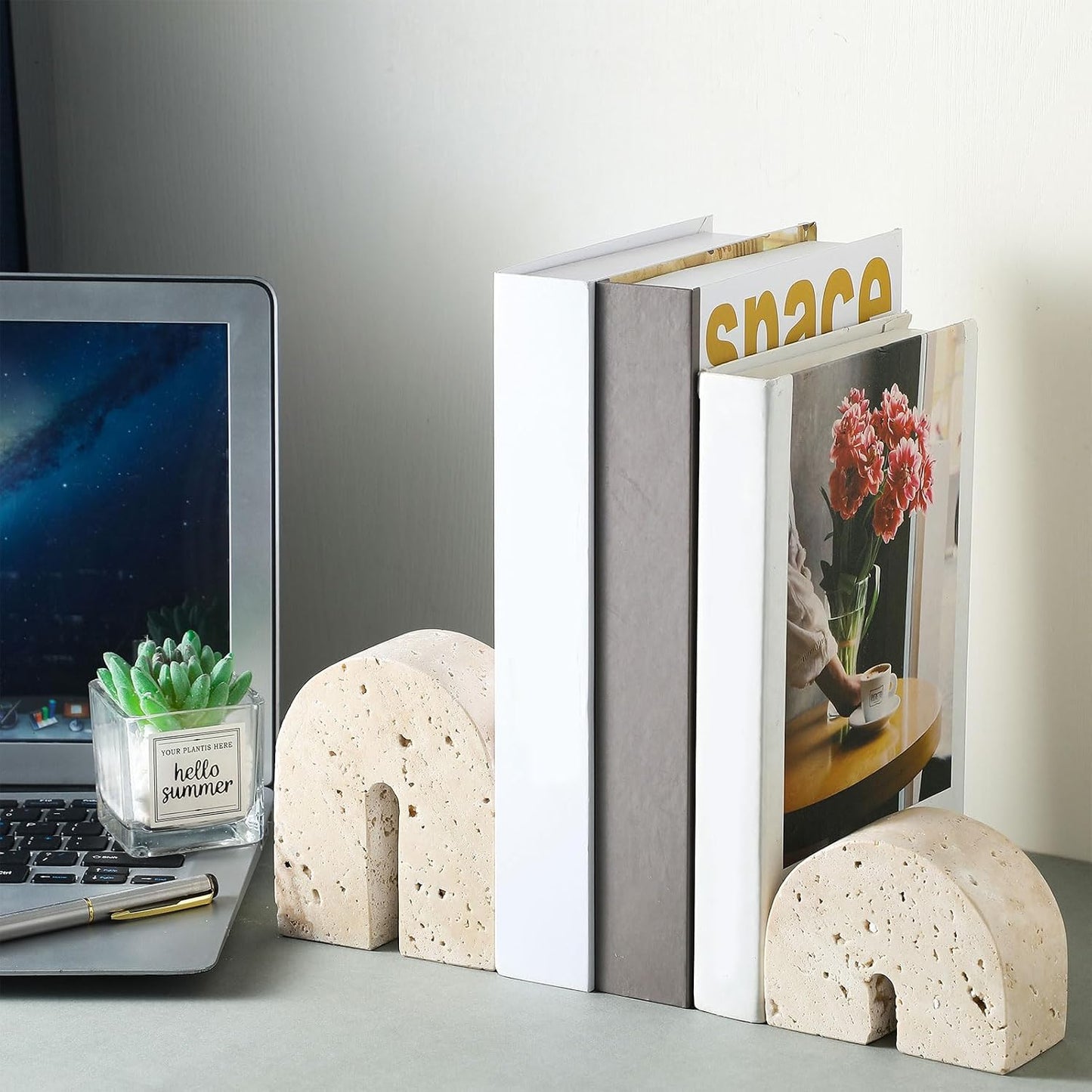Marble Bookends / Natural / 5 Inch / Set of 2