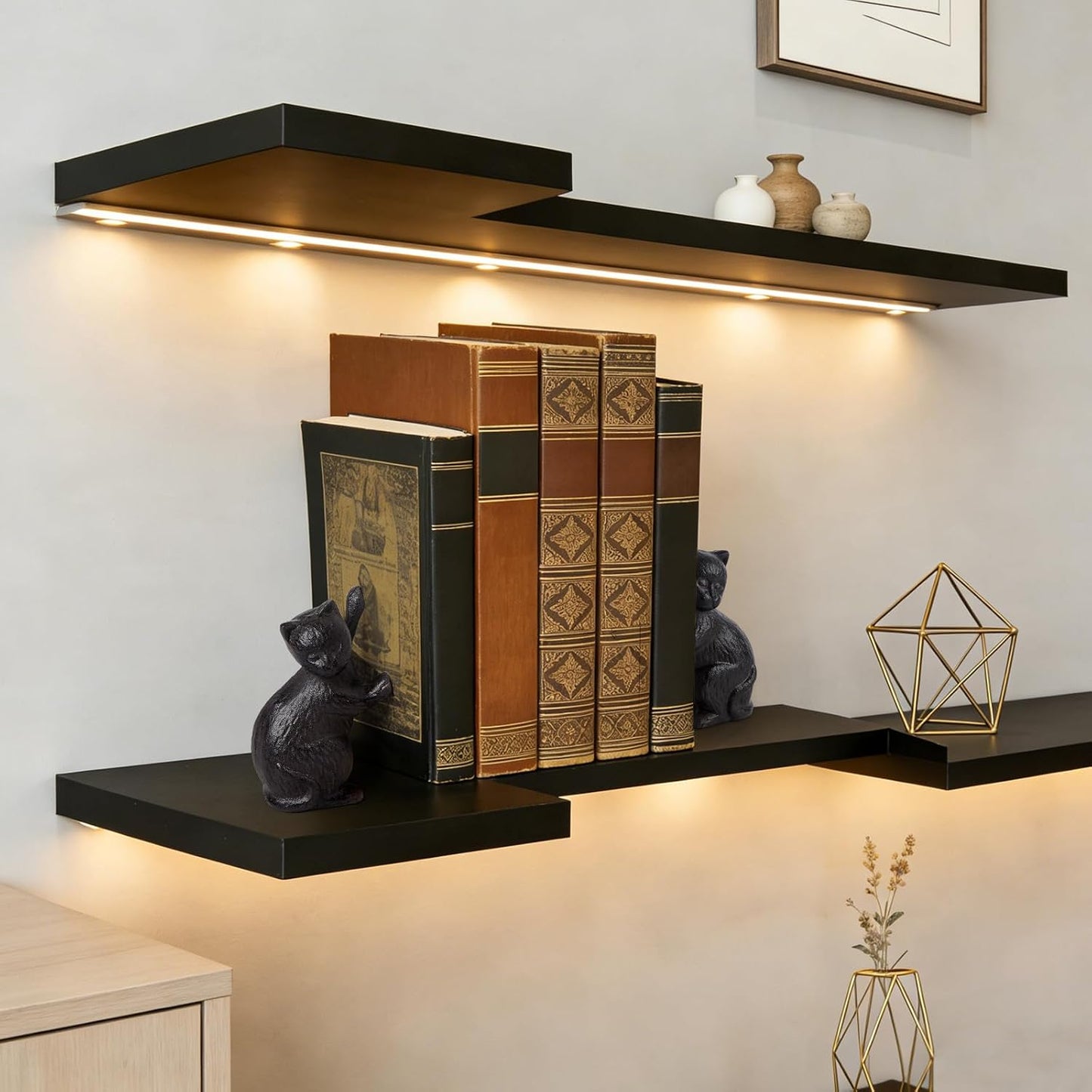 Decorative Cat Bookends / Black