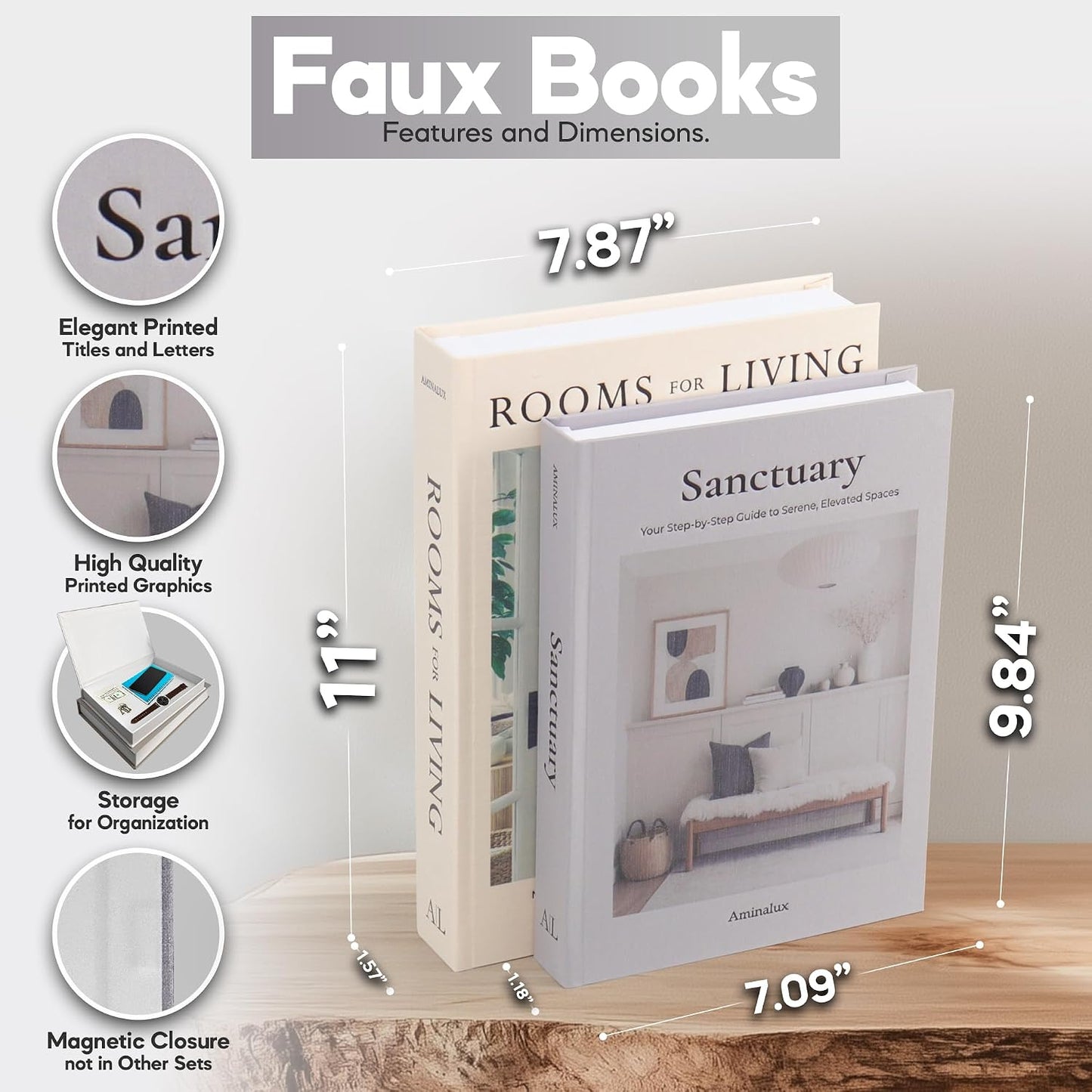 Faux Linen Book Boxes / Cream/gray / Set of 2