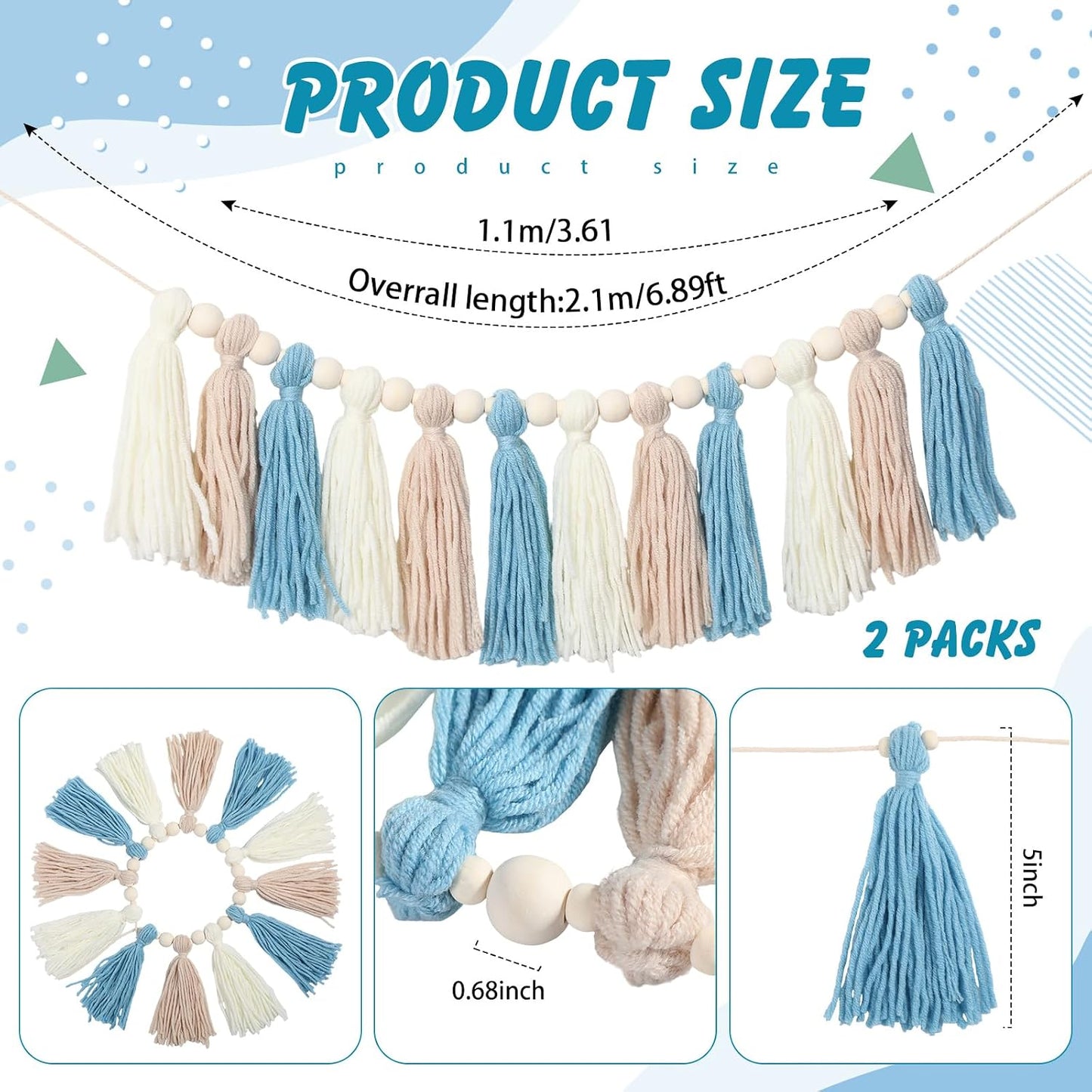 Tassel Garland / Brown Series / 6.89 ft / Set of 2