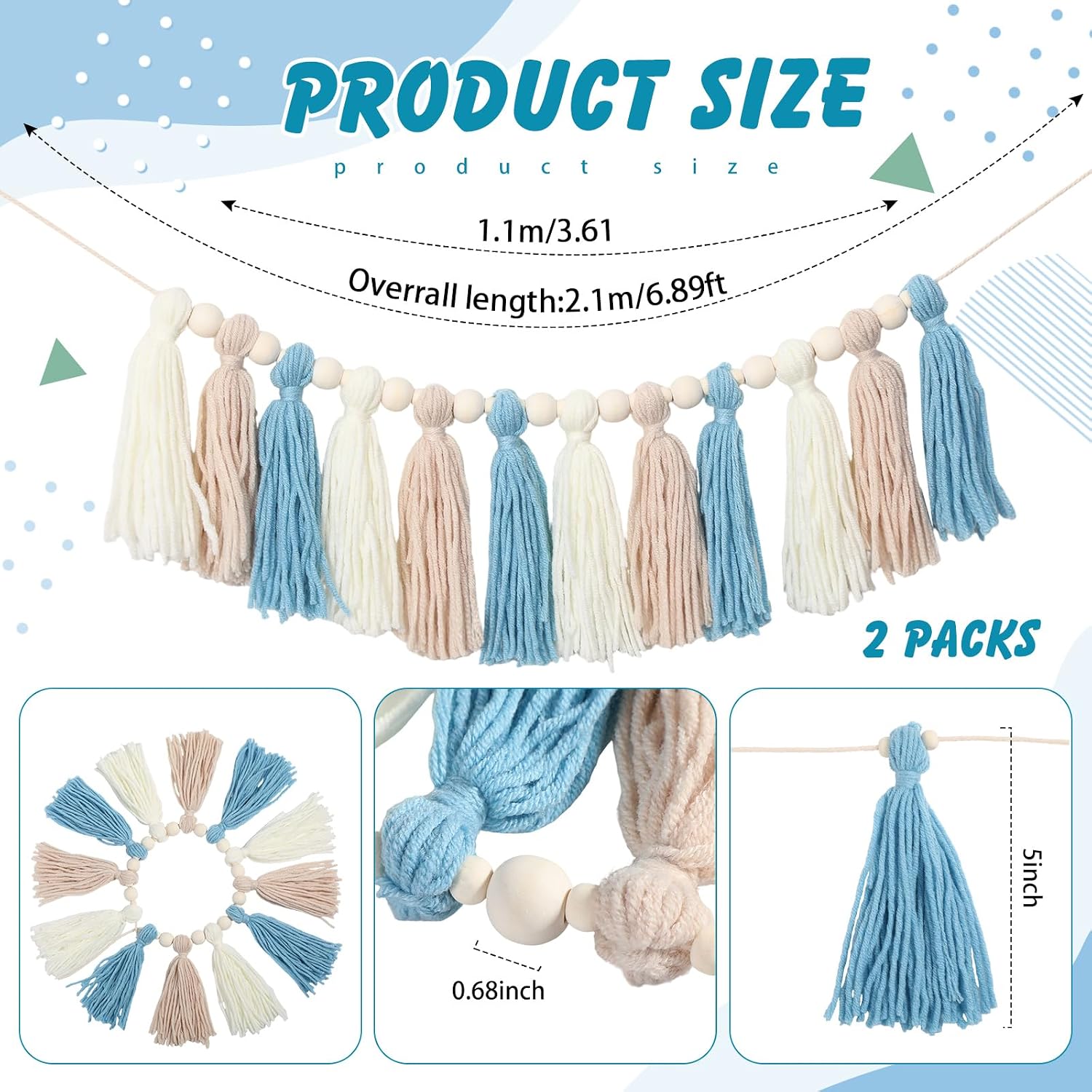 Tassel Garland / Brown Series / 6.89 ft / Set of 2