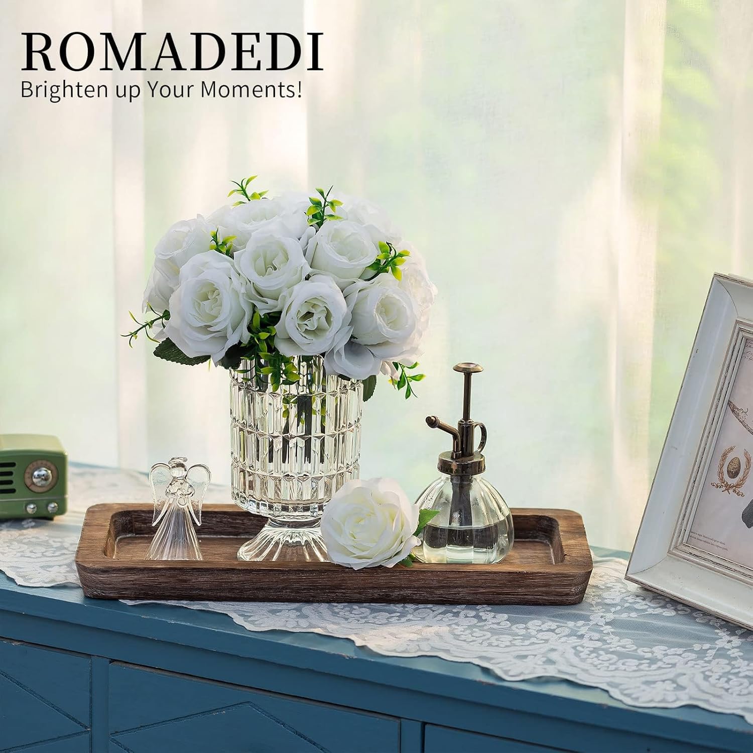 Wooden Decorative Tray Candle Holder / Rustic-rectangular