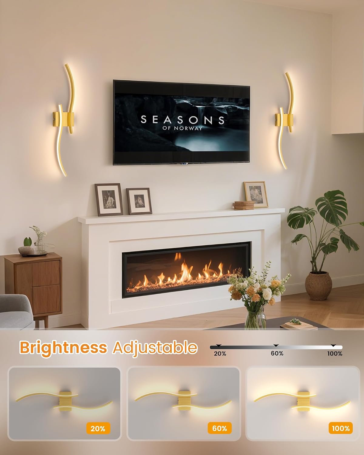 VOLISUN Battery Operated Wall Sconces Set of Two, 27.6 inch Wireless Wall Sconces, 3000K-6500K Dimmable Wall Lamps with