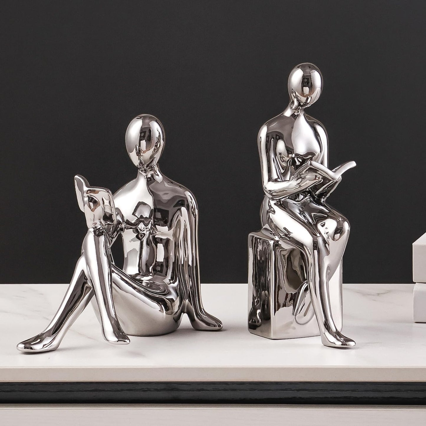 Ceramic Decorative Bookends / Silver