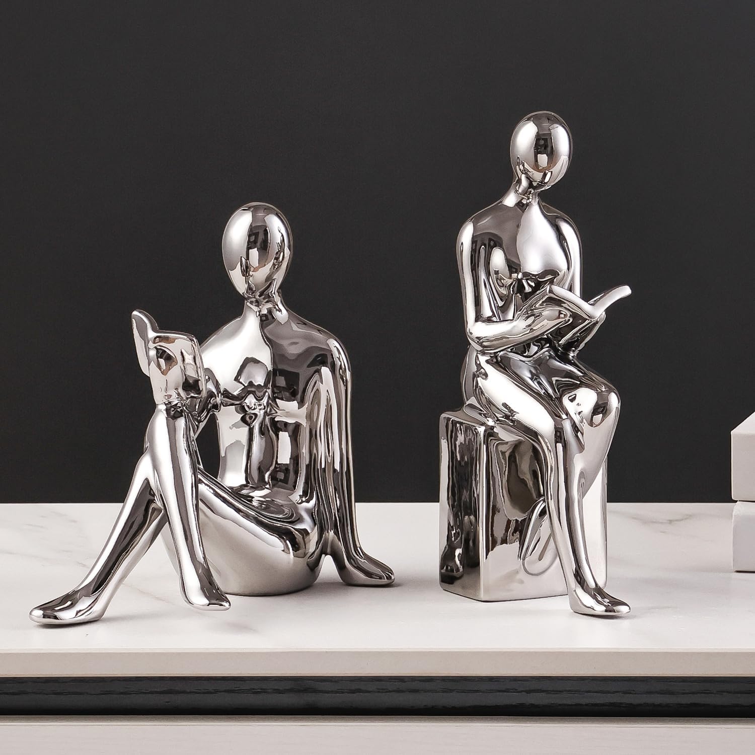 Ceramic Decorative Bookends / Silver