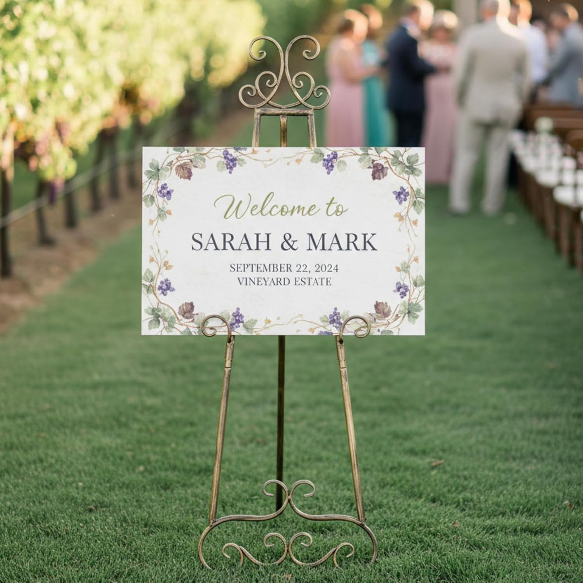57”H Metal Easel Stand for Sign Vintage Gold Large Adjustable | Free Standing Display Scroll Easel Stand, Heavy Duty