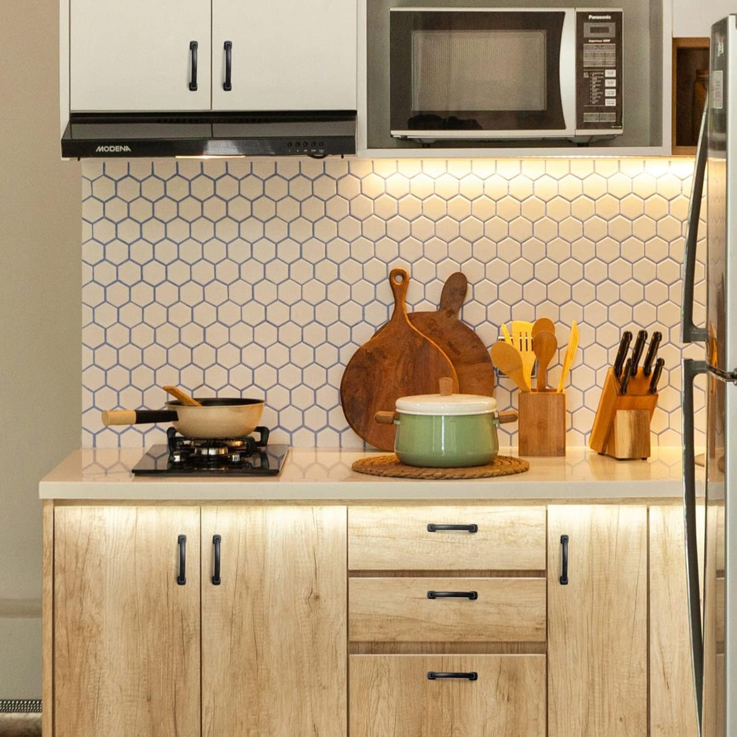 Arch Cabinet Pulls Solid 3-3/ Matte Kitchen / Black / 3-3/4 Inch Hole Center / 4 Inch / Set of 10