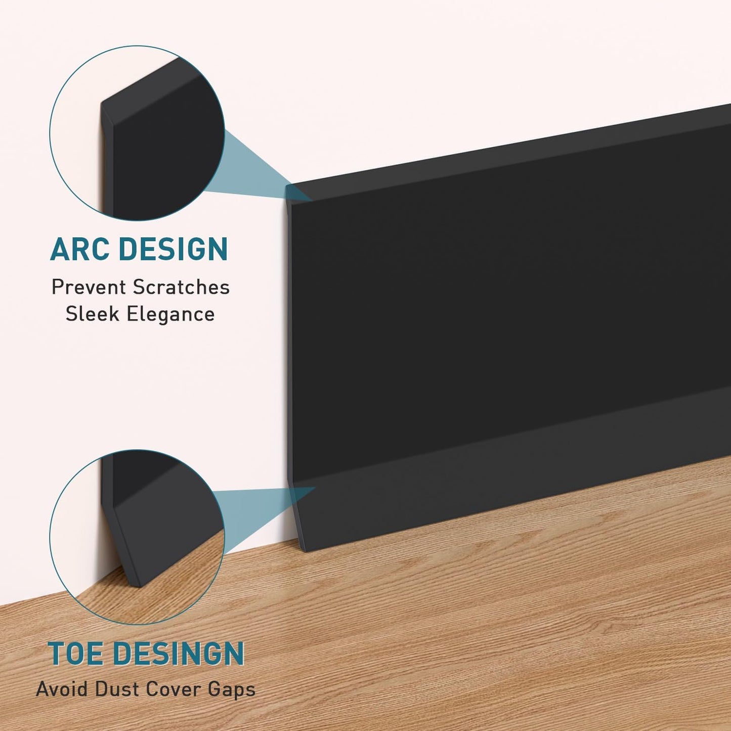 Flexible Baseboard Molding Trim / 20ft / Black / 4 x 20