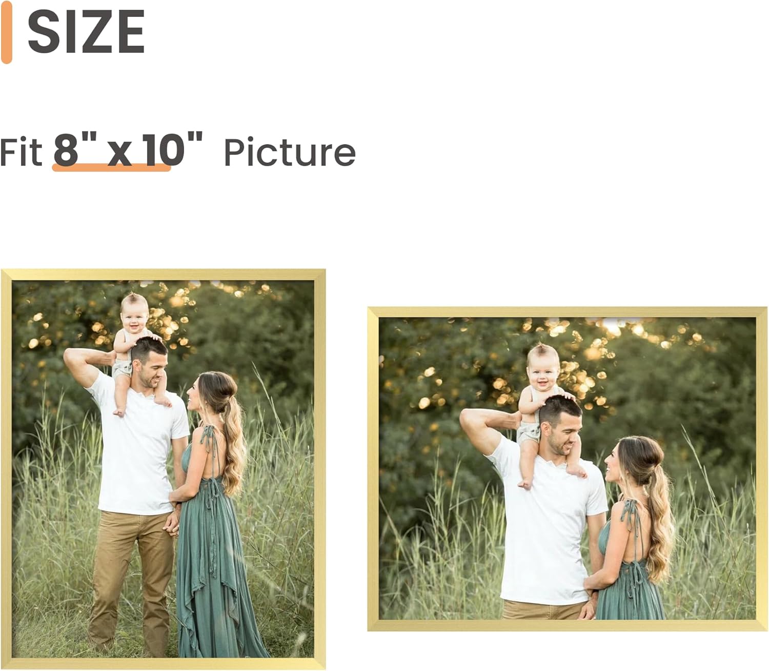 Picture Frame / Made of High Definition Glass / Gold / 8 x 10 / Set of 3