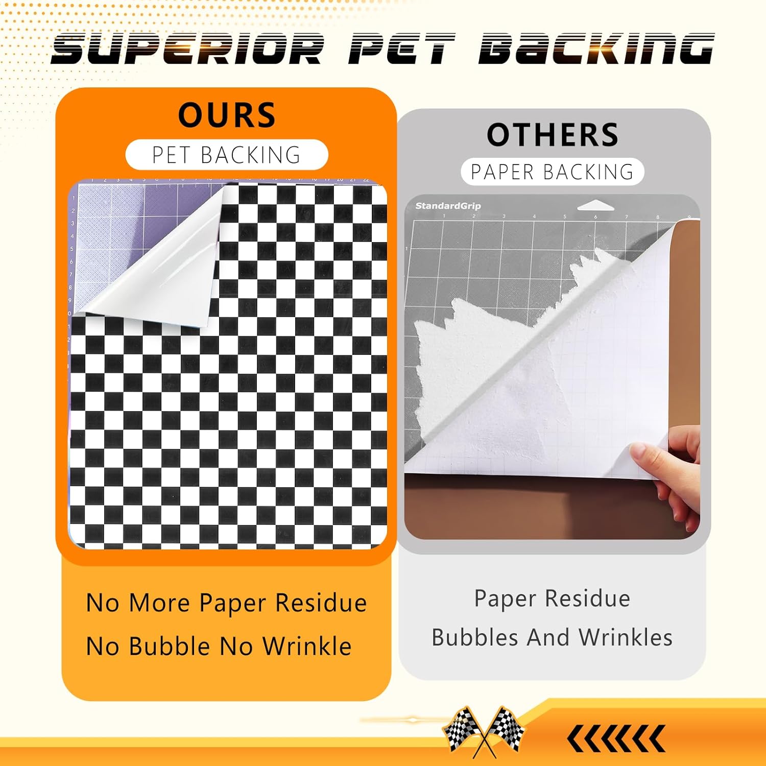 12'' x Racing Falg Patterned Adhesive Vinyl for Mugs Decors Self Adhesive / Checked / Black / 8 Inch