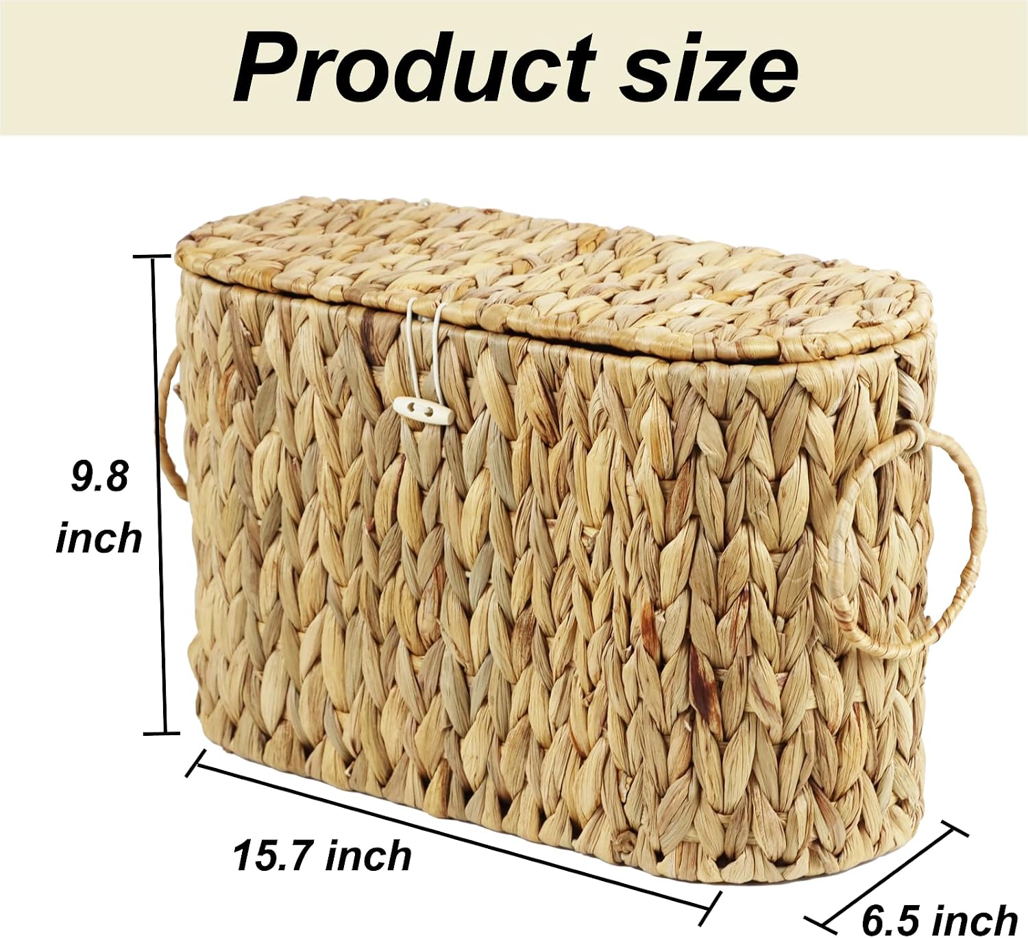 Wicker Basket / Toilet Paper Storage Basket / Natural Water Hyacinth with Lid